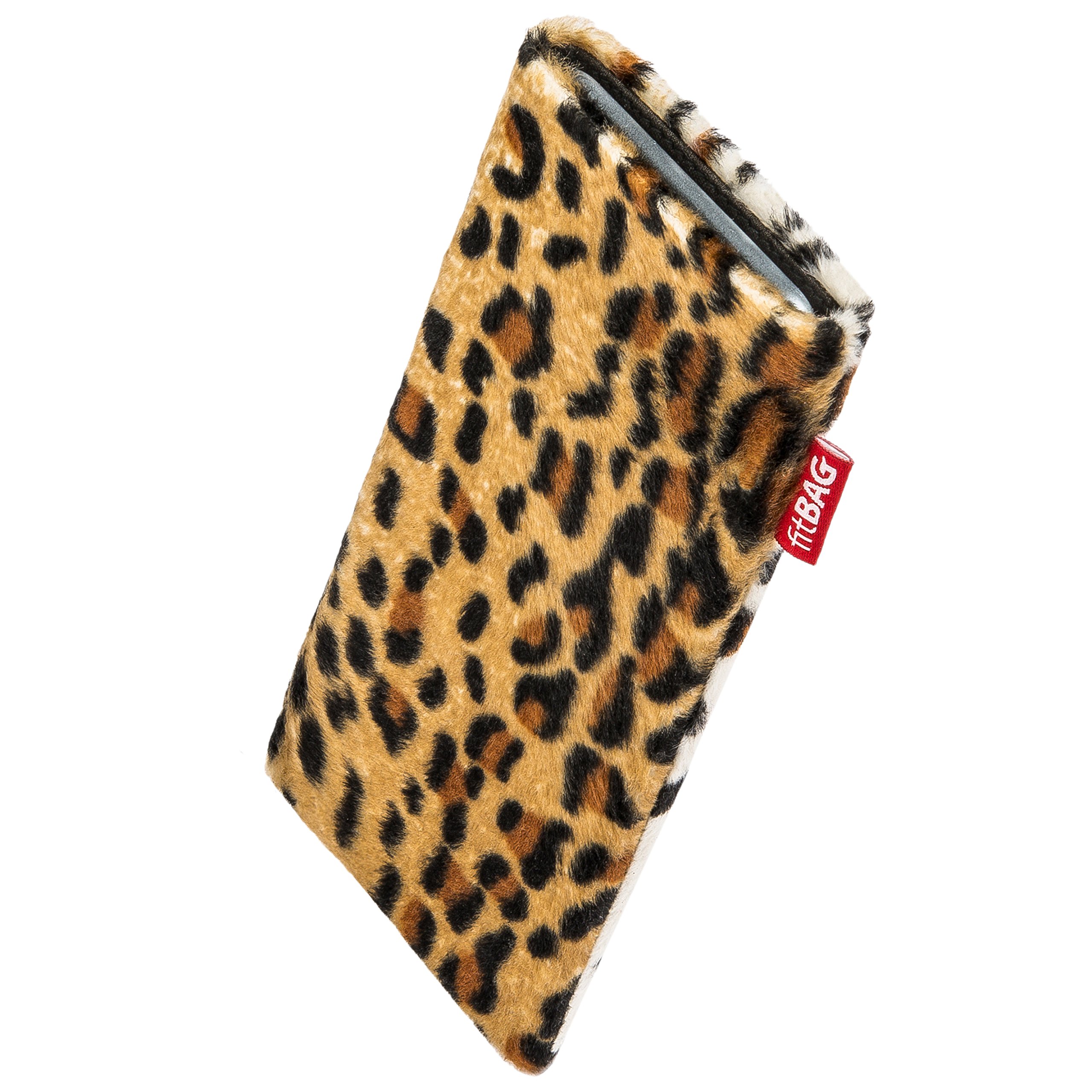 Premium Custom Leopard Sleeve for LG G7 ThinQ - German-Made Faux Fur Pouch Case with Microfiber Lining | Perfect for Screen Cleaning & Device Protection | Ideal for Travel, Work & Everyday Use