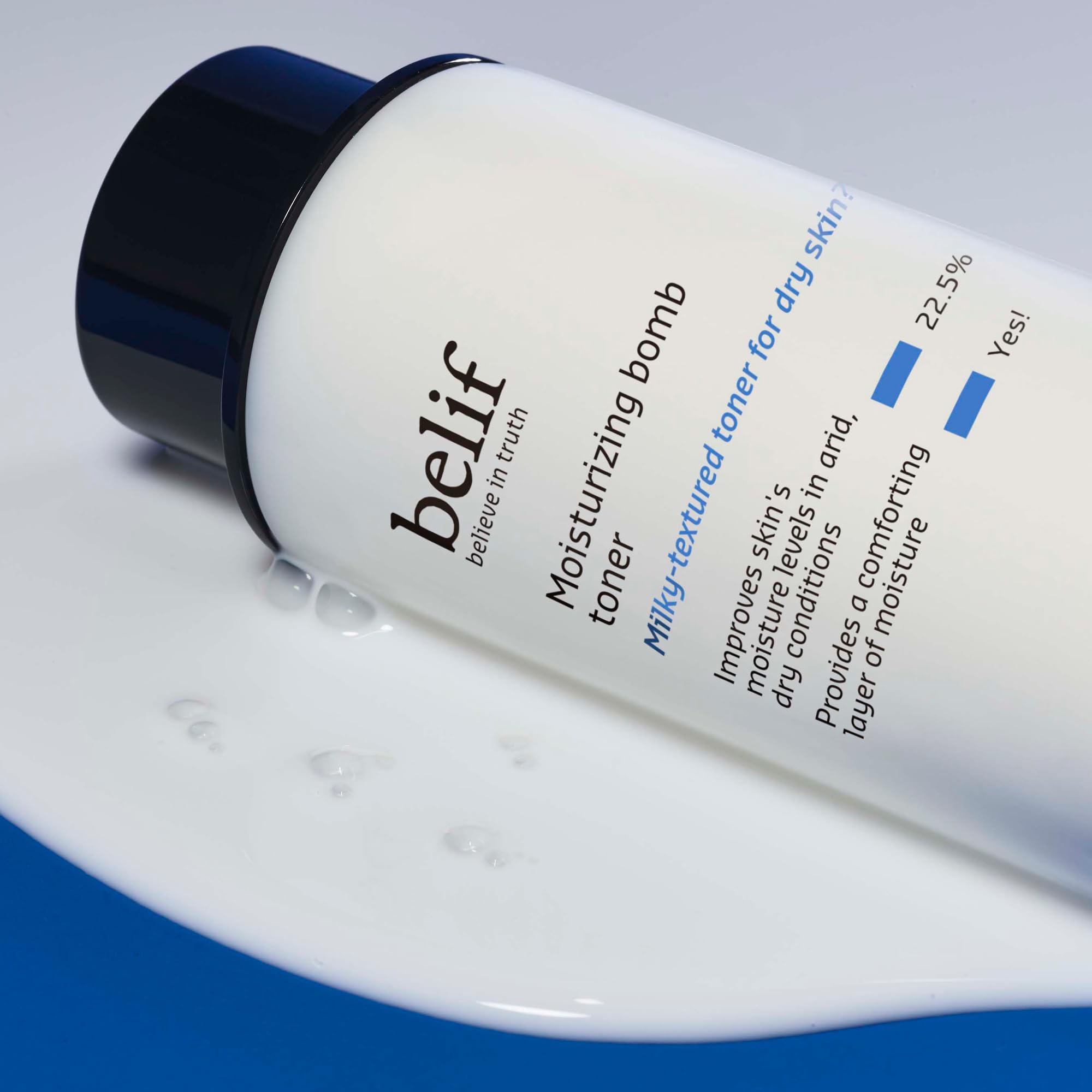 Belif Moisturizing Bomb Hydrating Toner - Ceramide Milky Toner for Dry Skin | Strengthens Skin Barrier & Soothes Irritation | 2-in-1 Hydrating Toner & Moisturizer | Korean Skincare Essence (5.07 Fl Oz) | Perfect for Nighttime Routine & Winter Skincare