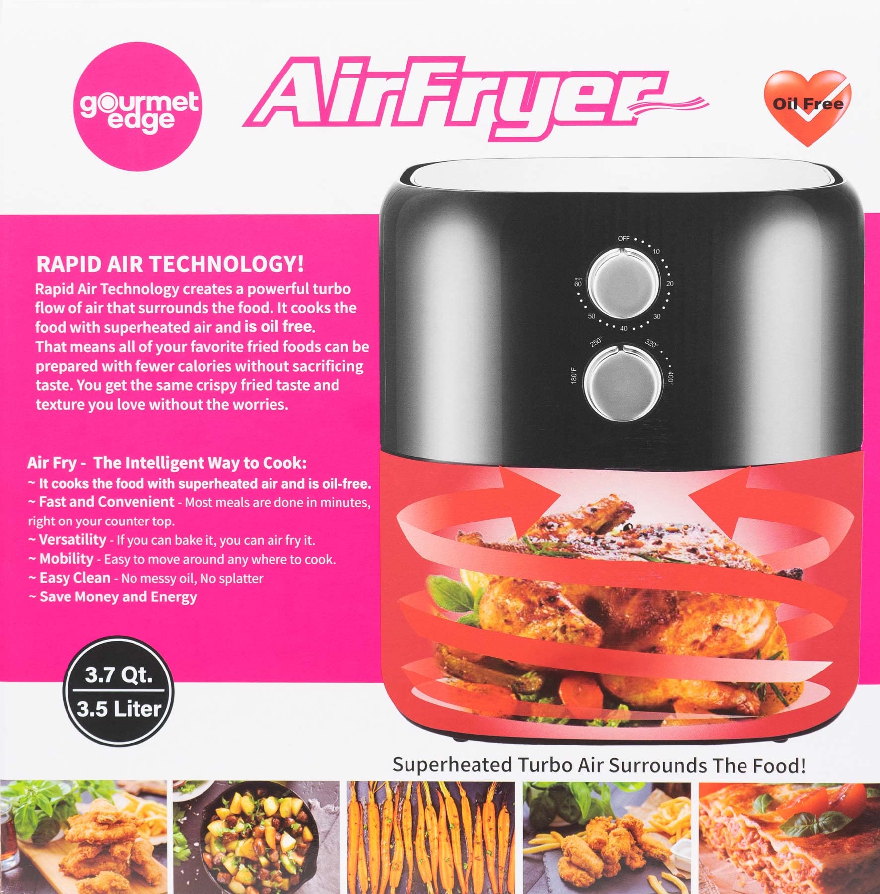 3.5 Quart Air Fryer with Extra Hot Air Technology - Perfect for Frying, Roasting, Baking & Broiling | Healthy Cooking for Family Meals, Snacks & Party Foods