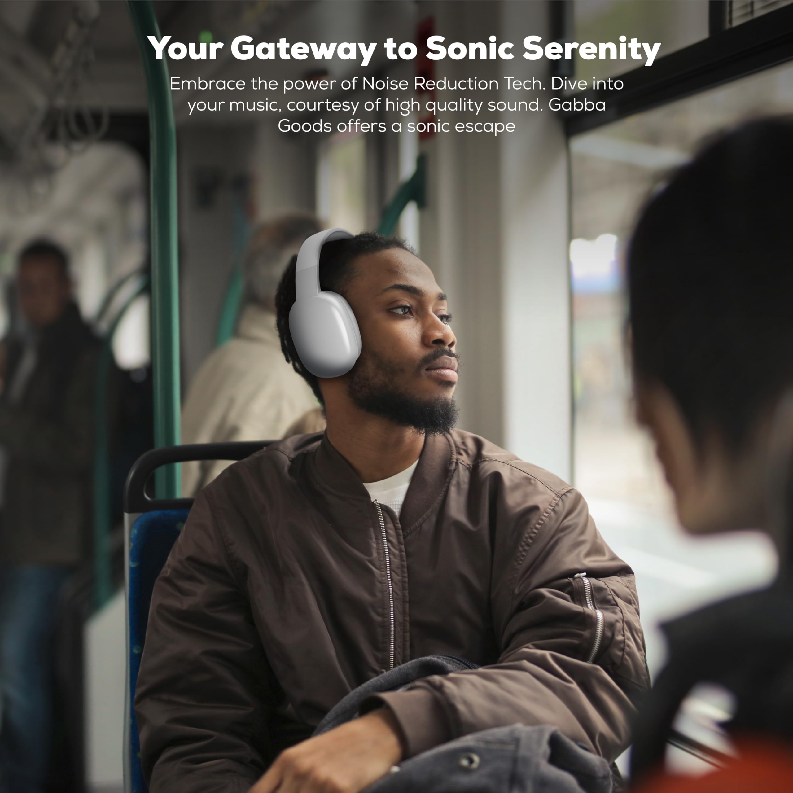 Gabba Goods Wireless Over-Ear Bluetooth Headphones with Mic - Noise Cancelling Headset for Travel, Work & Gaming - Built-in MicroSD, Wired Mode - Compatible with TV, PC, Smartphone (Silver) - Perfect for Commuting, Office Calls & Entertainment