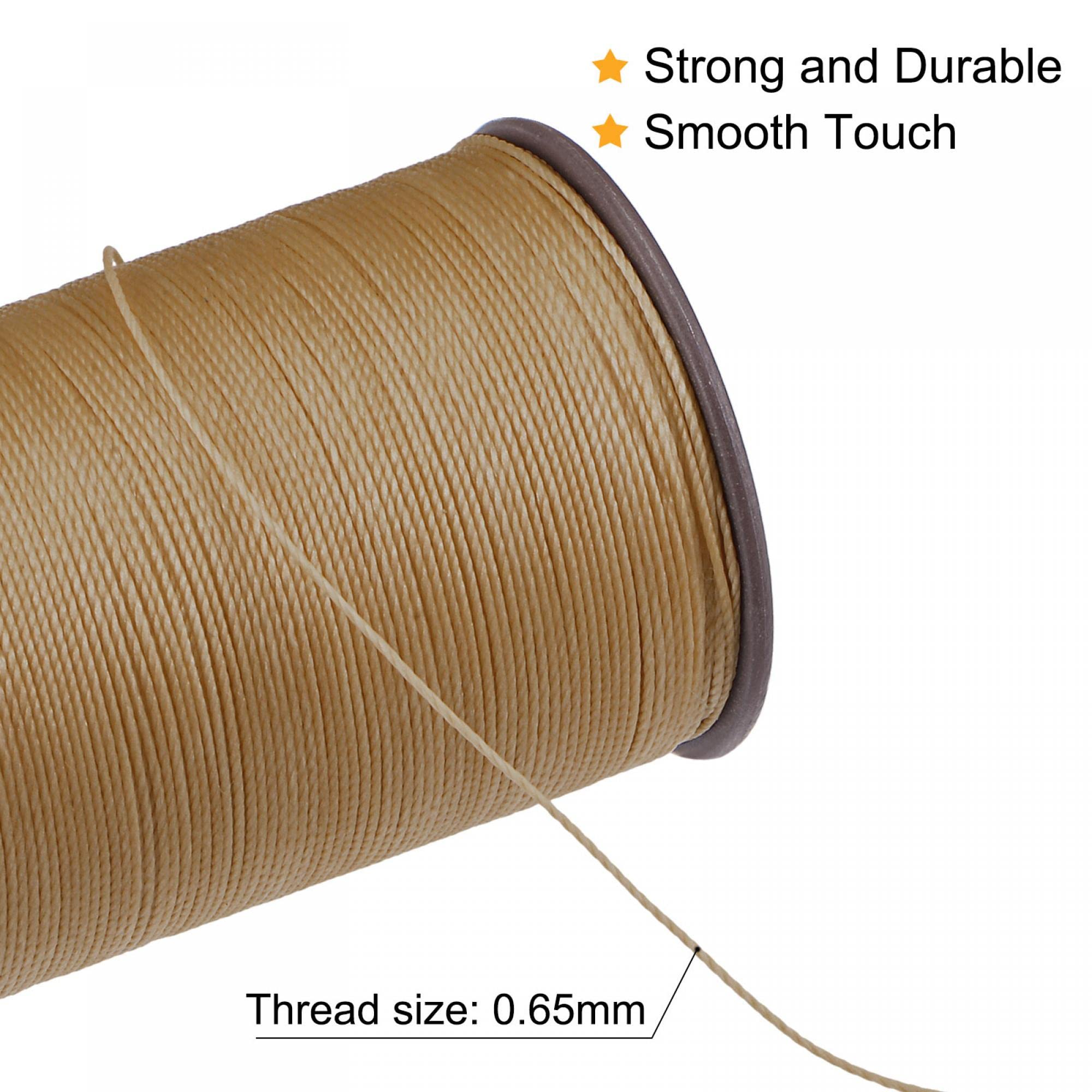uxcell 0.65mm Thin Waxed Polyester Thread - 93 Yards Wax-Coated String for Sewing, Embroidery, Quilting & Weaving | Machine & Hand Craft Use | Pastel Brown Cord for DIY Projects & Fabric Arts