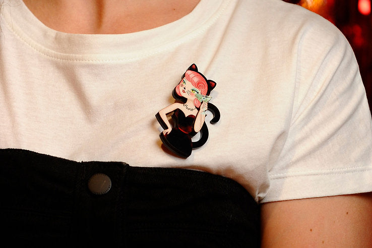 Laliblue Cat Woman Brooch - Elegant Vintage Cat Pin for Women - Perfect for Dresses, Jackets, and Gift Giving