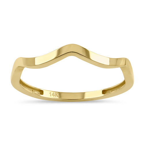 14K Solid Yellow Gold Wave Ring for Women - Elegant Stackable Minimalist Jewelry for Everyday Wear, Gifts & Special Occasions