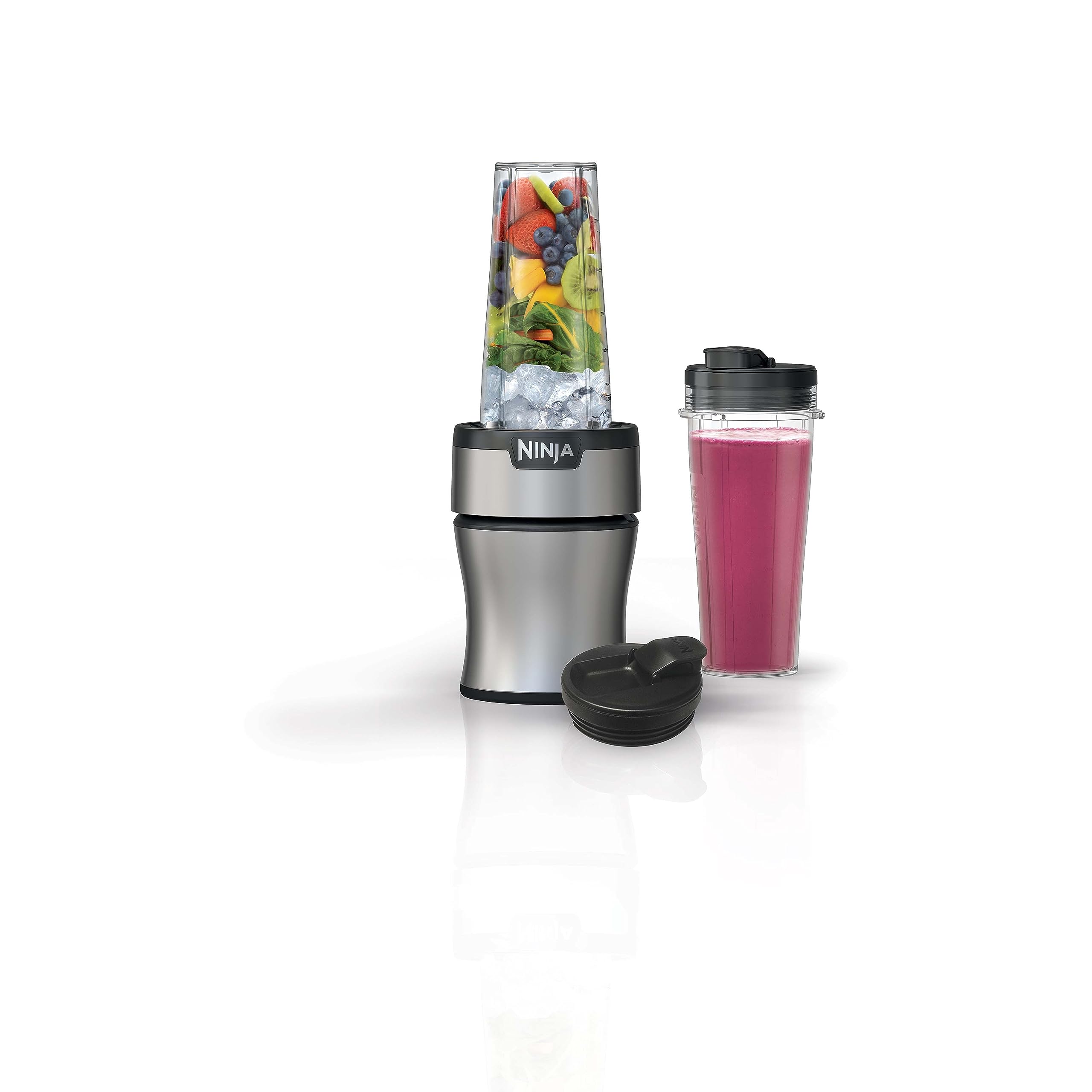 Ninja BN301 Nutri-Blender Plus Compact Personal Blender - 900W Motor for Smoothies, Frozen Drinks & Sauces - Includes 3x 20oz To-Go Cups & Lids - Dishwasher Safe - Perfect for Home, Office & Gym Use