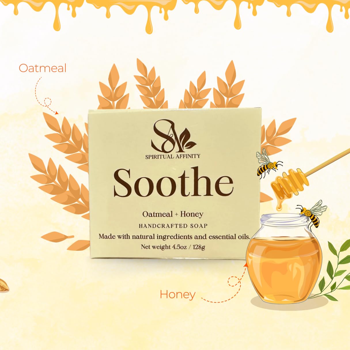 **Soothe Body Soap - Gentle Oatmeal & Honey Bar Soap for Sensitive & Eczema-Prone Skin, Natural Moisturizing Hand Soap with Luxurious Lather | Ideal for Dry Skin Care, Bath & Shower**
