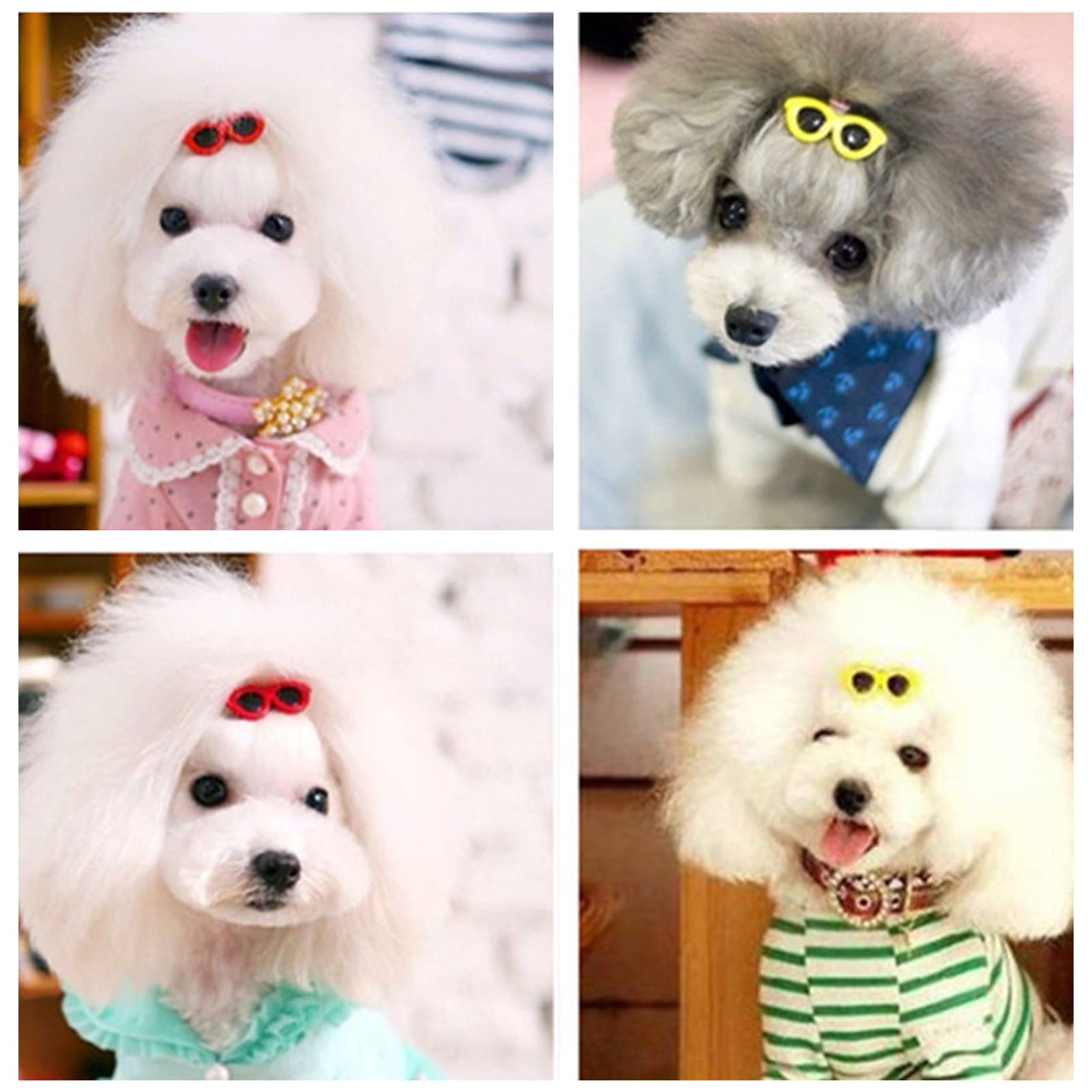 12 Pcs Cute Pet Hair Clips for Dogs & Cats - Oval Sunglasses Shape Barrettes & Hair Pins - Puppy Kitten Grooming Accessories (Random Colors) - Perfect for Pet Parties, Grooming & Photo Shoots