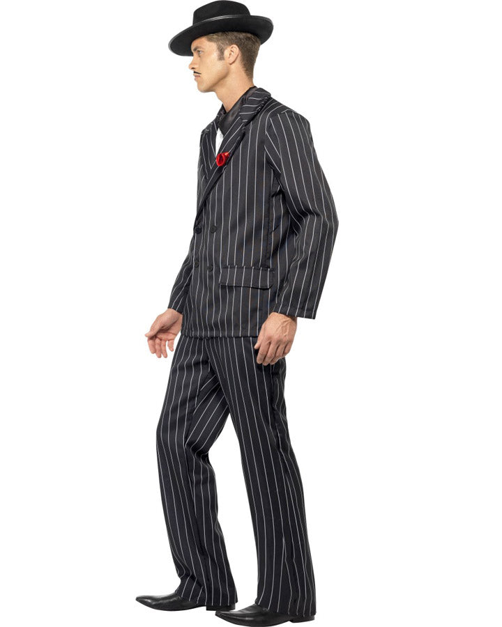 Vintage 1920s Zoot Suit Gangster Costume for Men - 3-Piece Mafia Pinstripe Outfit with Hat & Tie for Halloween, Cosplay & Themed Parties