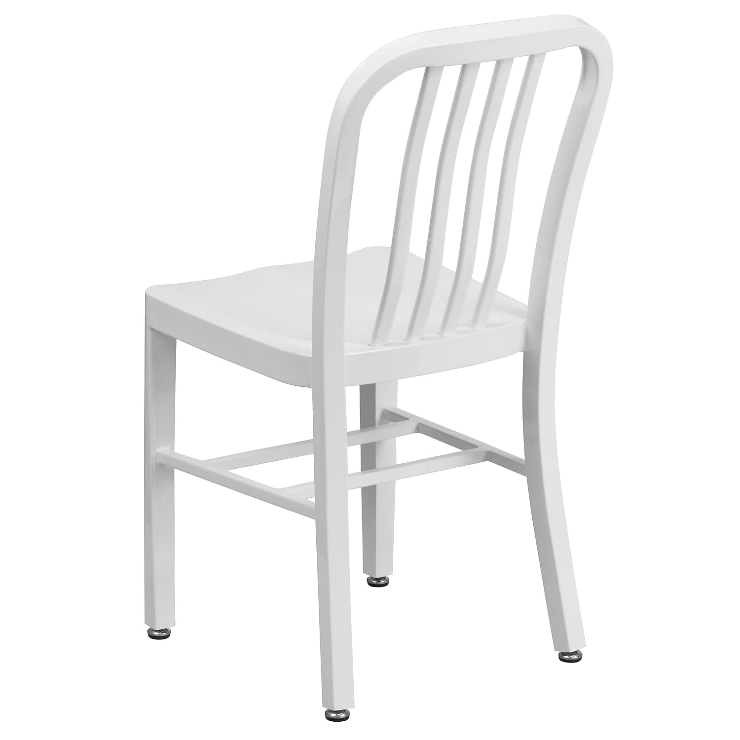 Flash Furniture Gael Commercial Grade 2-Pack White Metal Indoor-Outdoor Stackable Chairs for Restaurants, Patios, and Events