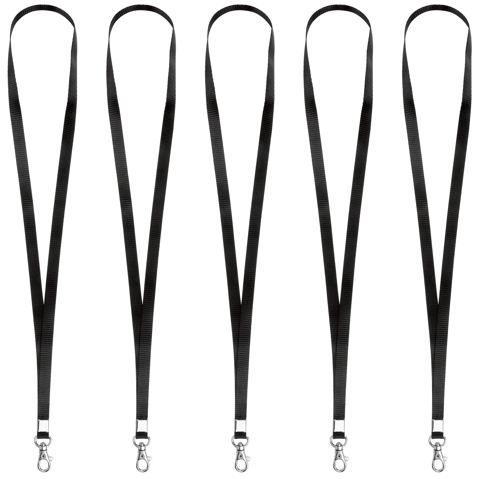 Durable Nylon ID Badge Lanyard with Metal Hook for Work & Events - Black