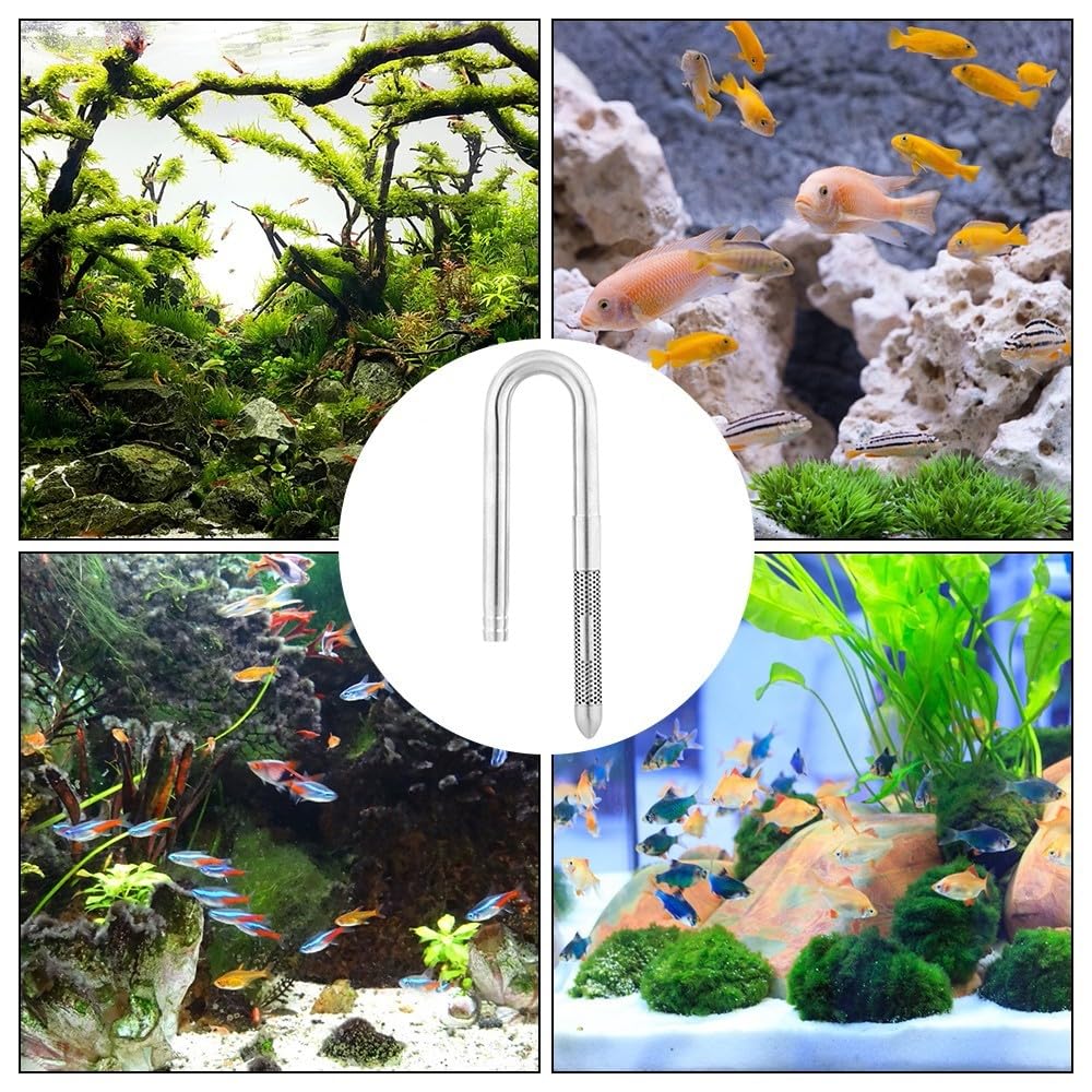 MiOYOOW 304 Stainless Steel Aquarium Lily Pipe Inflow Outflow Set with Aluminum Alloy Clamp (12/16mm) - Perfect for Freshwater Planted Tanks & Shrimp Aquariums