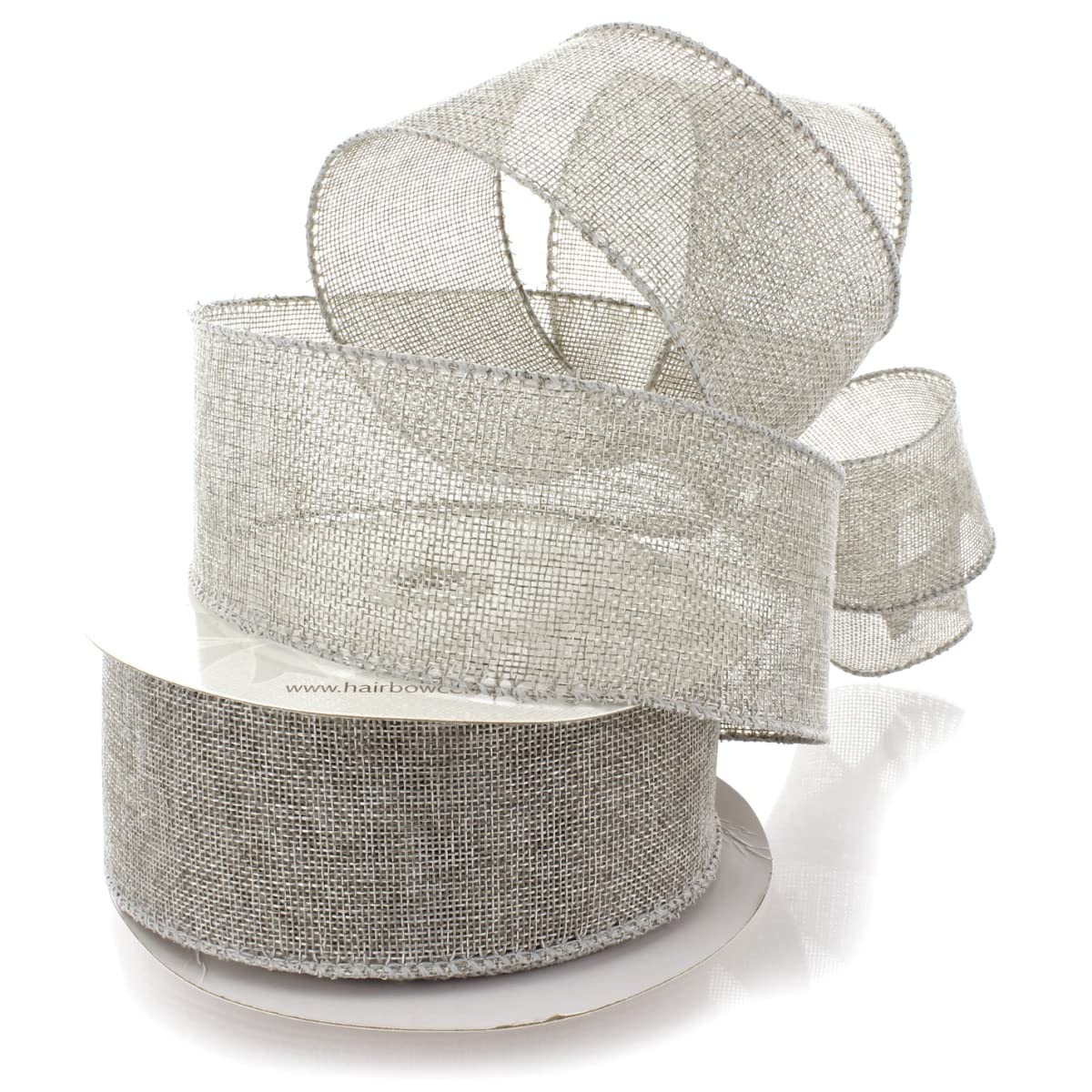 2.5 Inch Wired Burlap Ribbon - Warm Gray (10 Yards) for Hair Bows, Gift Wrapping, and DIY Crafts | Premium Center Ribbon for Decorations and Handmade Accessories