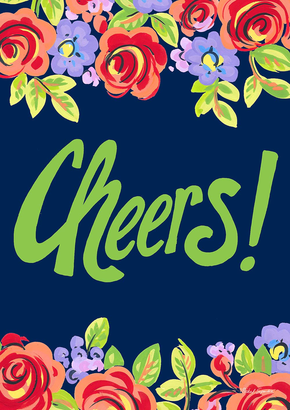 Toland Home Garden 1012402 Green Floral Cheers Double-Sided Garden Flag - 28x40 Inch Outdoor Yard Decoration for House, Patio & Seasonal Celebrations