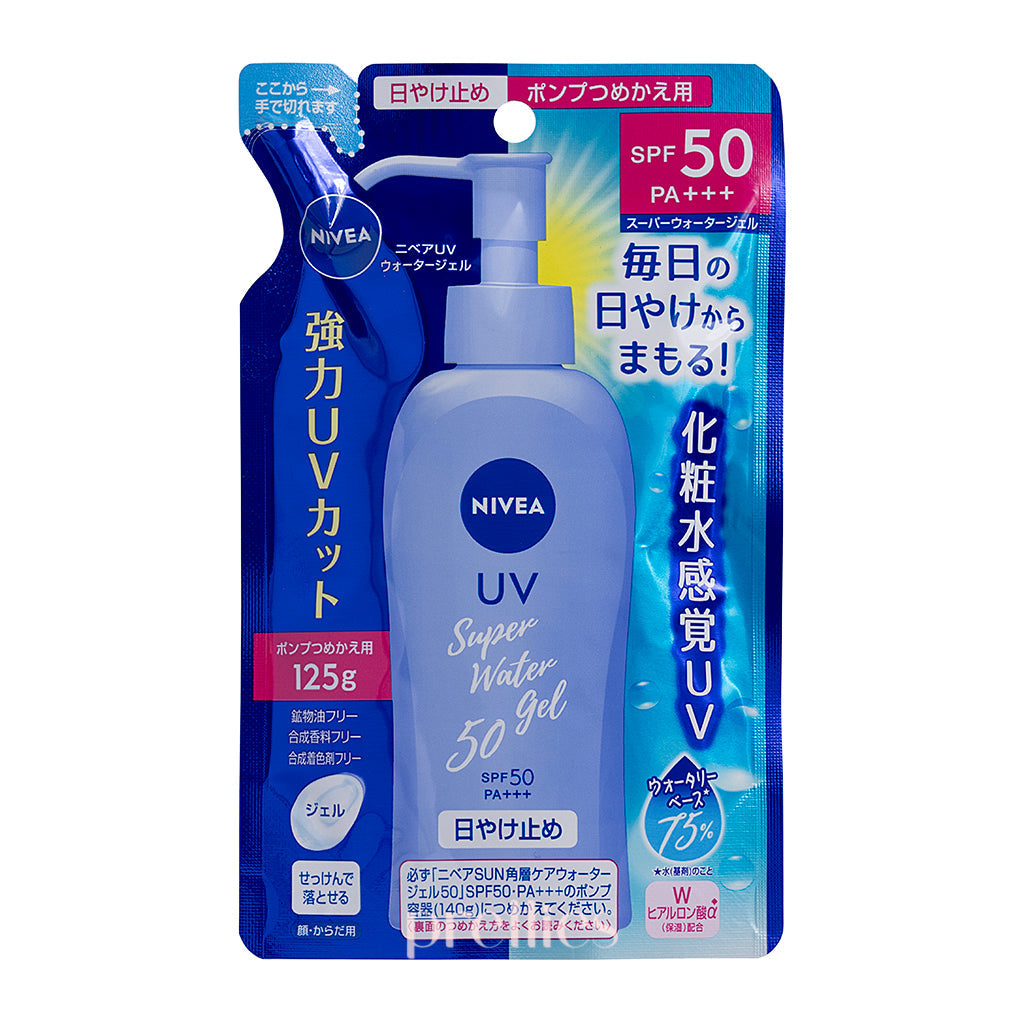 NIVEA Super Water Gel Sunscreen SPF50 PA+++ Refill 125g - Lightweight, Non-Greasy Sun Protection for Face & Body - Perfect for Outdoor Activities, Beach & Daily Use