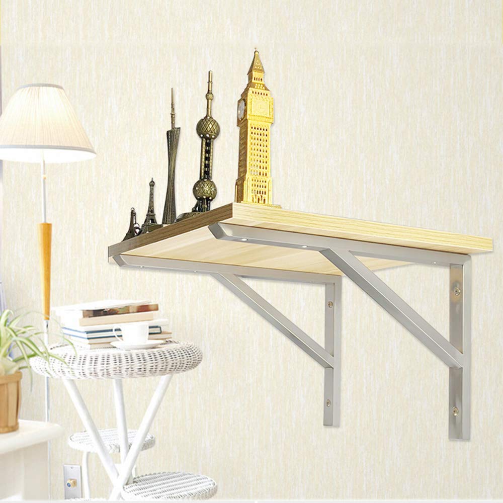 Heavy Duty Stainless Steel Right Angle Bracket for Floating Shelves - 35/40/45/50/55cm Silver Wall Mounted Brackets with Screws - Max Load 200kg (Pack of 2) - Perfect for Home, Office, Garage & Retail Shelving Solutions