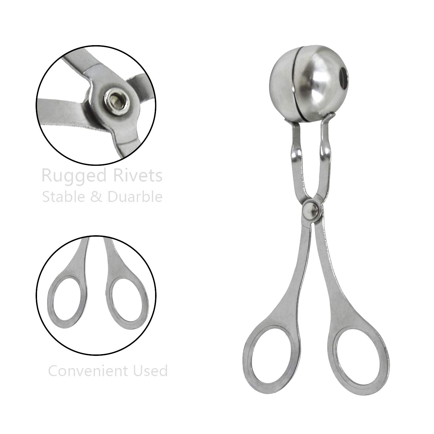 2 Pack Stainless Steel Meatball Maker Scoop - Non-Stick Ice Cream & Cookie Dough Baller Tool for Kitchen, Baking, Cake Pops - Perfect for Meal Prep, Party Snacks & Home Cooking