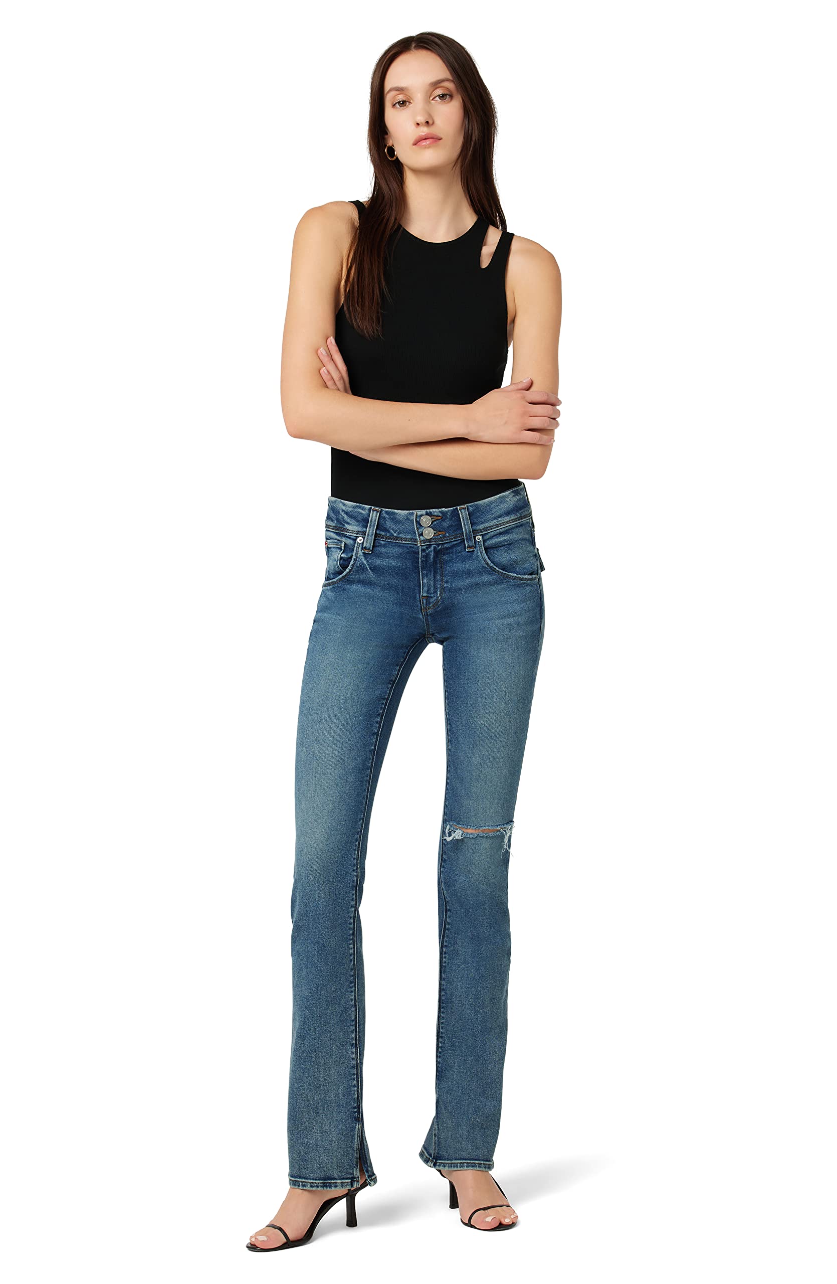 HUDSON Women's Beth Baby Bootcut Jeans with Back Flap Pockets - Comfortable Stretch Denim for Casual Wear & Everyday Outfits