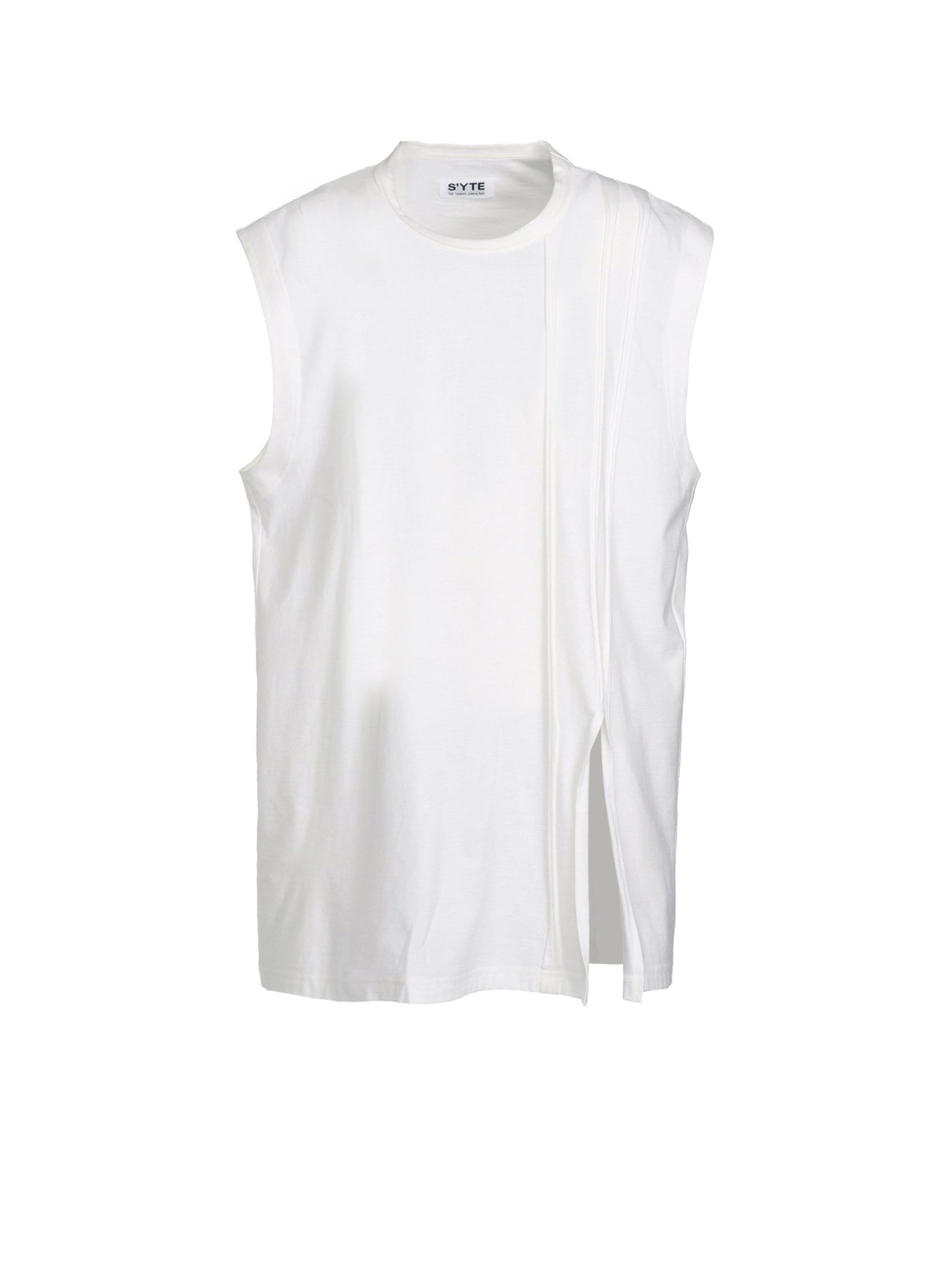 Soft Cotton Jersey Vertically Grafted Sleeveless Top with Side Slit - Breathable Summer Tank for Women | Casual Wear, Beach Outfit & Layering Staple
