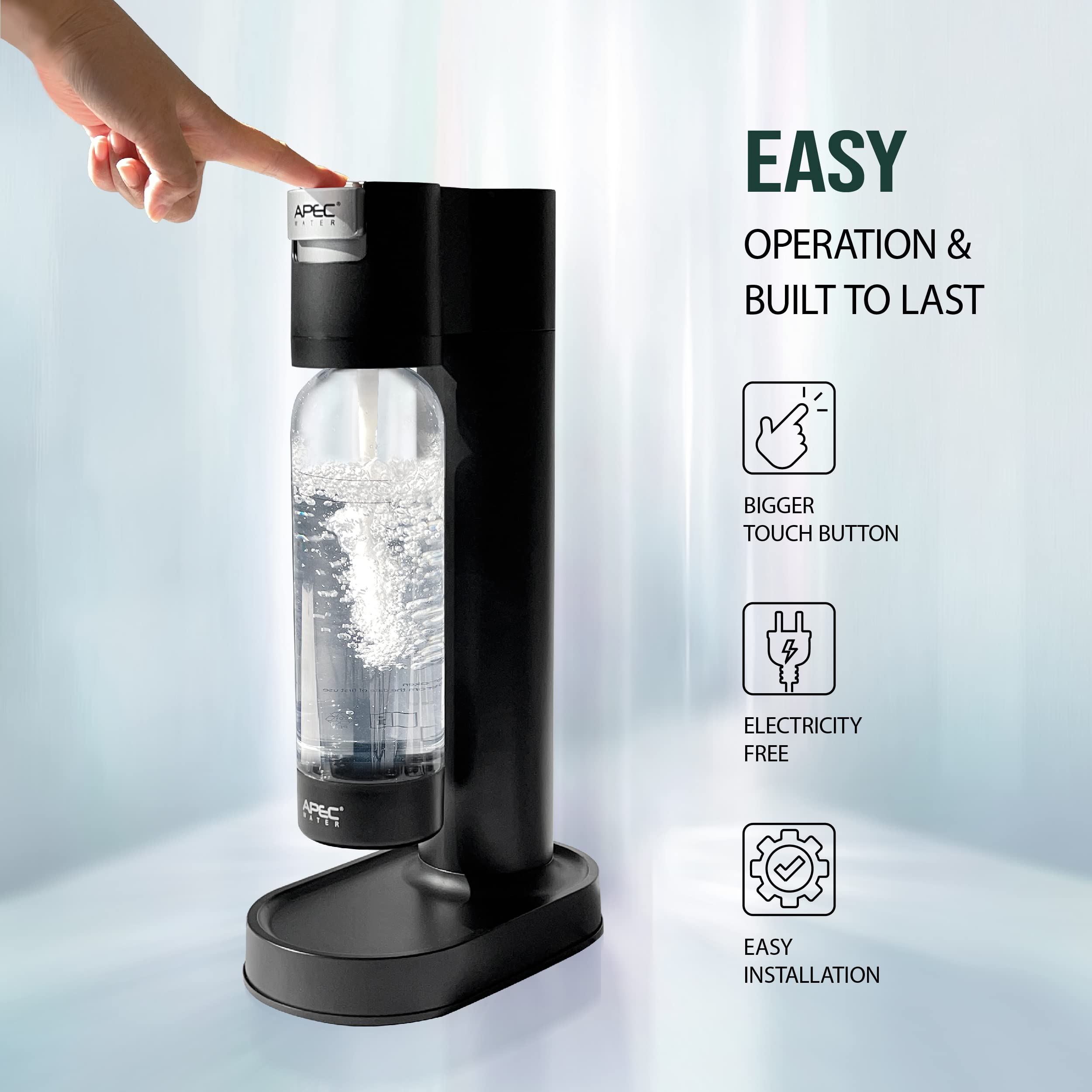 APEC Sparkle Home Soda Maker Machine - 0.8L Carbonated Water Maker for Sparkling Water, Soda & DIY Drinks | Premium PET Bottle | Perfect for Parties, Home Bars & Healthy Hydration (CO2 Cylinder Sold Separately)