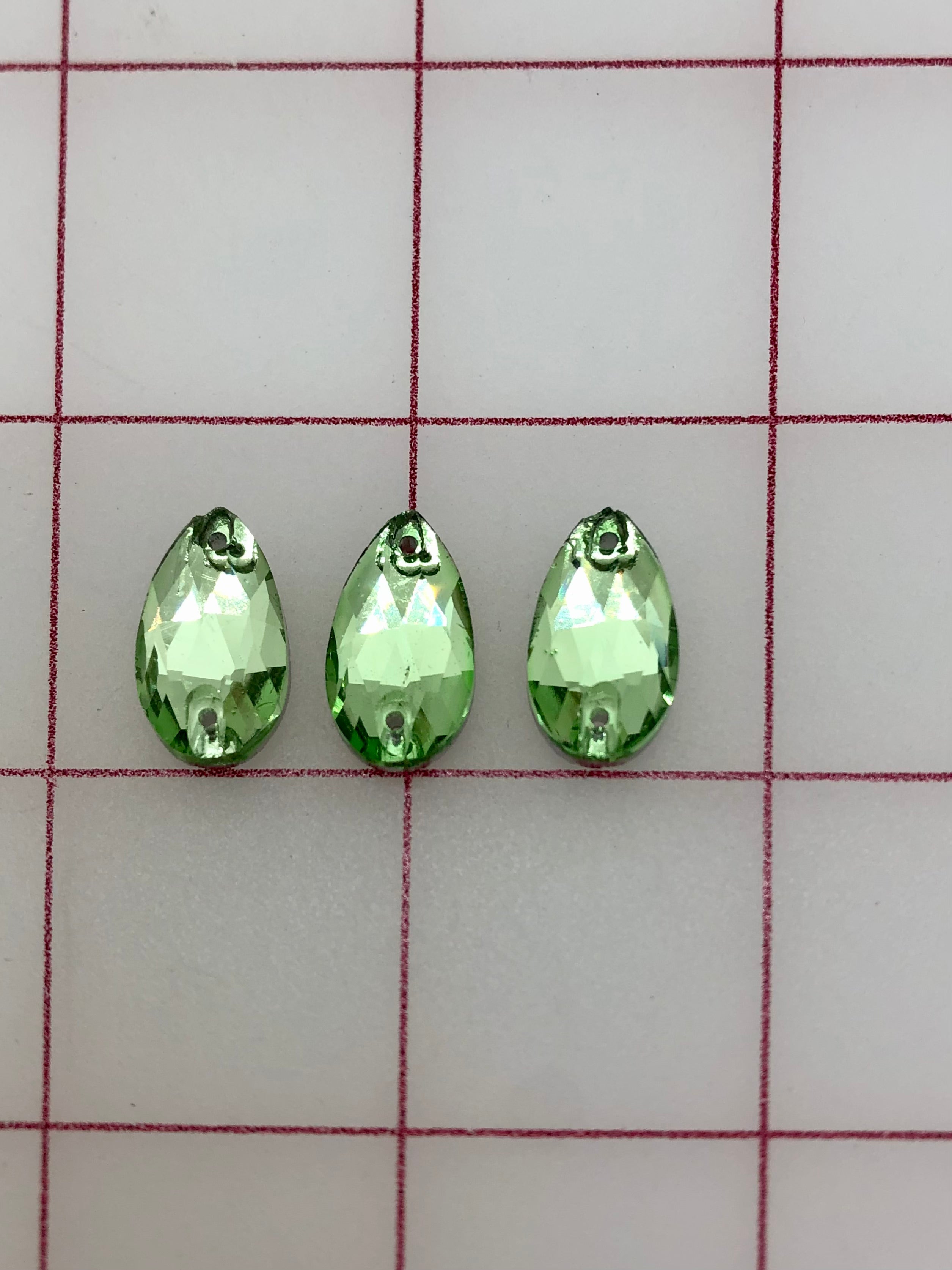 10x18mm Czech Bright Cut Peridot Pear Shape Rhinestones - Sew On Flatback Gems for DIY Jewelry, Costumes & Crafting