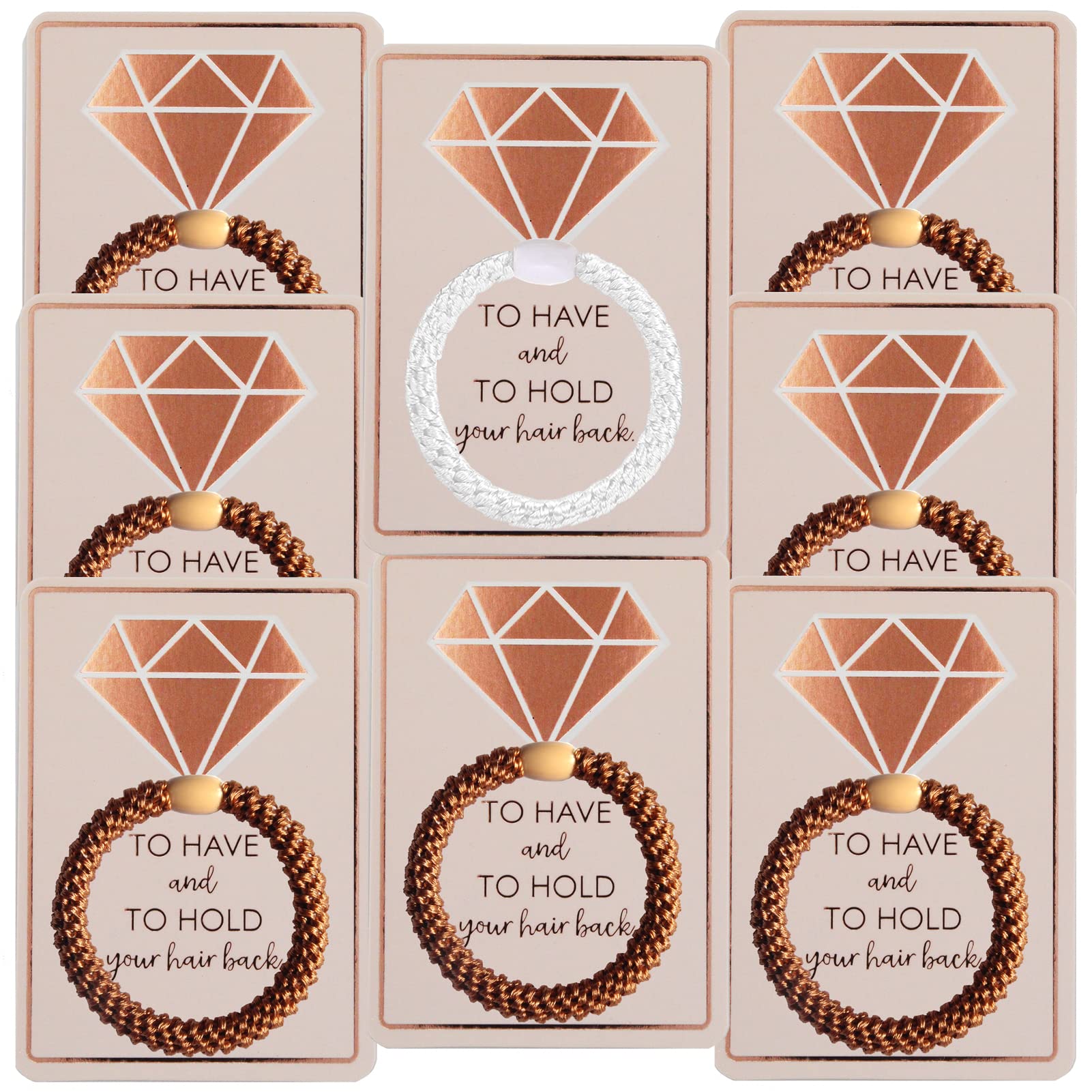 Rose Gold Hair Bands 8-Pack - Elegant Bridesmaid Gifts for Bachelorette Party, Wedding Proposal & Bride Tribe Favors - Perfect for Bridal Showers, Girls' Night Out & Special Occasions
