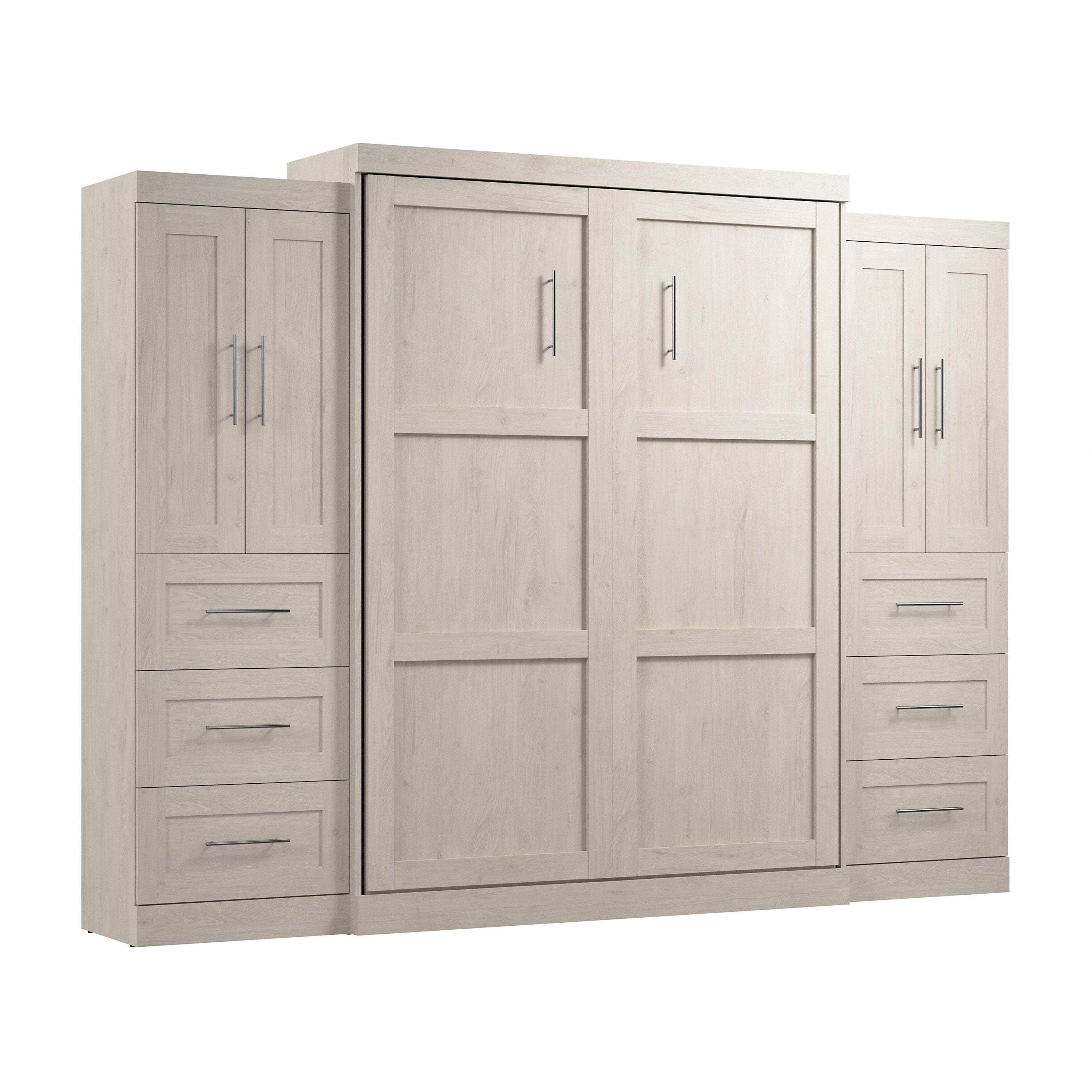 Pur Queen Murphy Wall Bed with Closet Storage Cabinets (115W) - 7 Color Options - Space-Saving Solution for Small Apartments, Guest Rooms & Home Offices