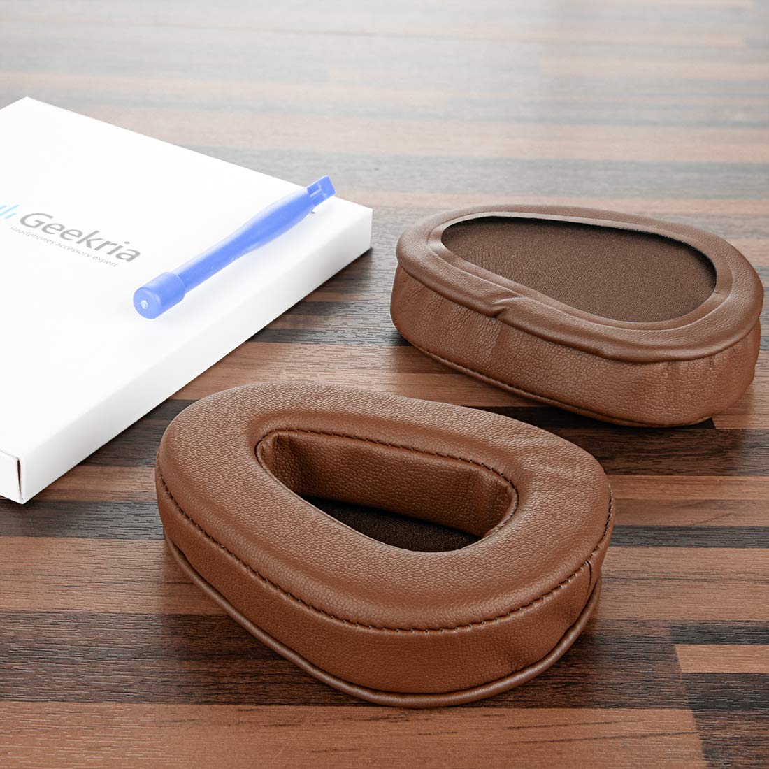 Geekria QuickFit Replacement Ear Pads for Skullcandy Aviator 1.0/2.0 Headphones - Premium Memory Foam Ear Cushions, Noise Isolation Earpads, Comfortable Headset Replacement Parts (Brown) - Perfect for Gaming, Music & Travel