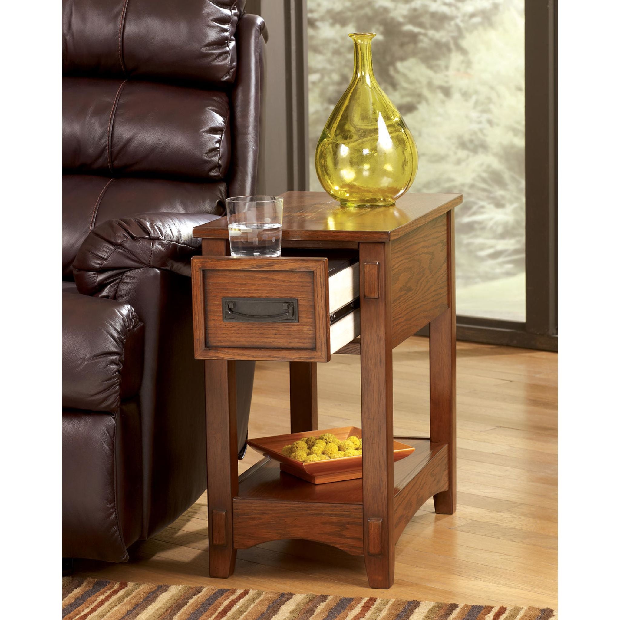 Breegin Modern End Table - Brown Wood Nightstand for Living Room, Bedroom & Office - Stylish Side Table with Storage Shelf