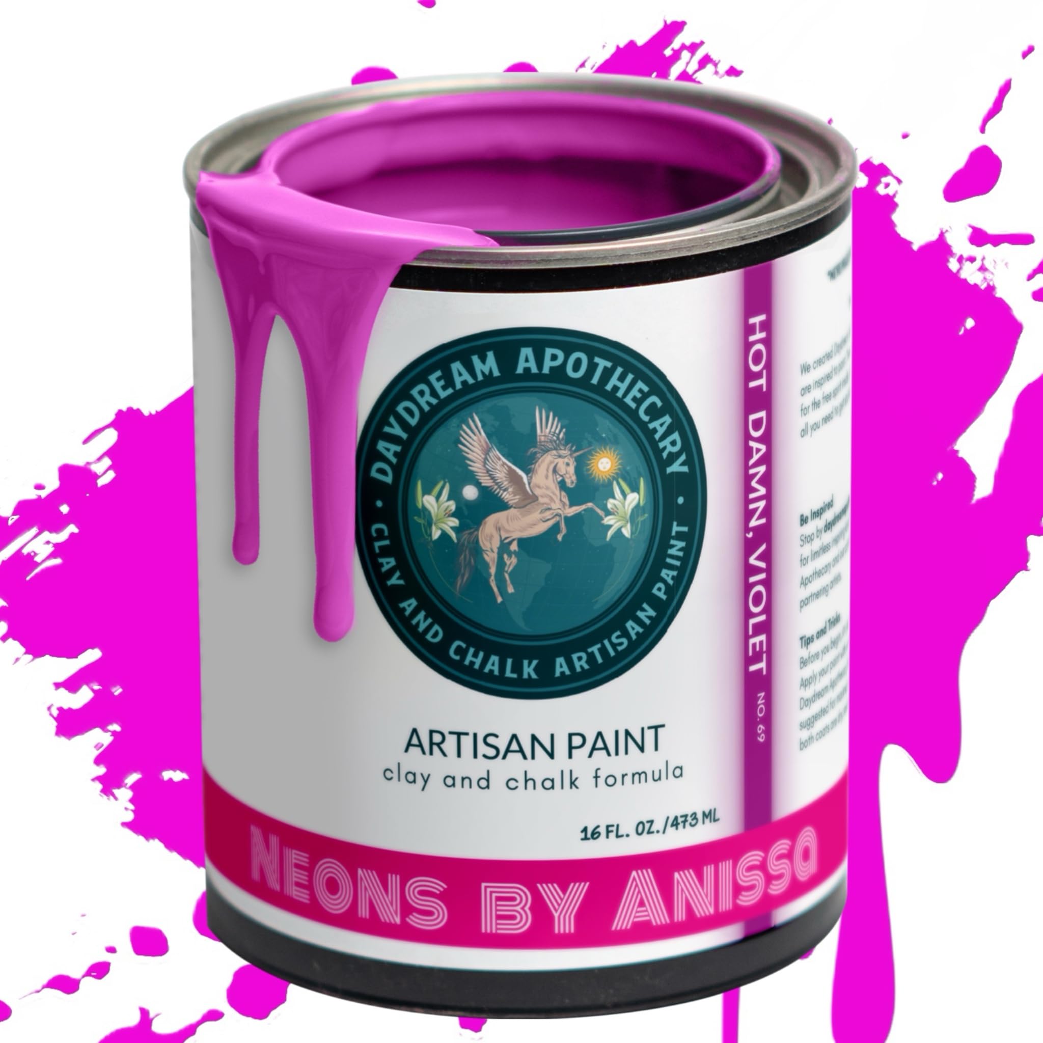 Premium Matte Neon Purple Chalk & Clay Paint - 16oz for Furniture, Wood, DIY Projects & Home Décor | Non-Toxic Artist & Crafter Paint | Perfect for Upcycling, Crafting & Creative Wall Art
