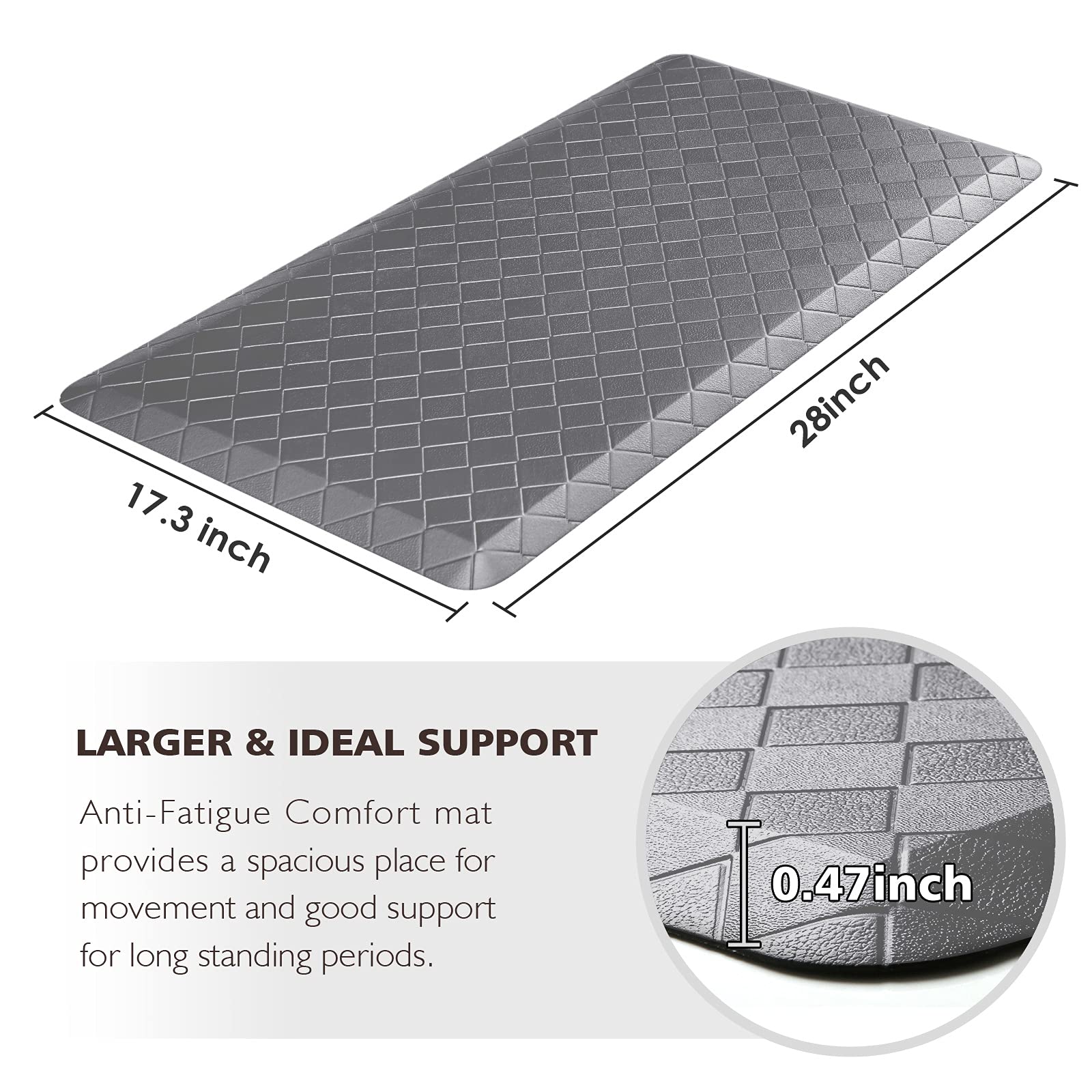 HappyTrends Kitchen Mat - Cushioned Anti-Fatigue Rug, 17.3