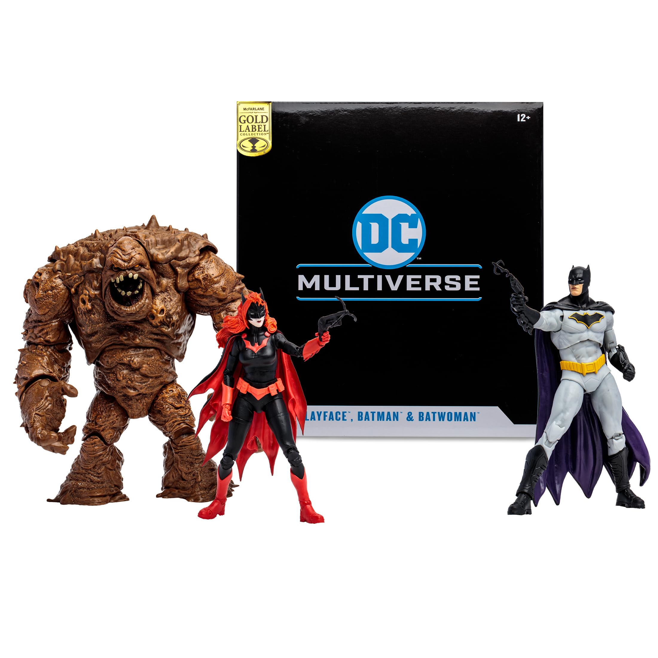 McFarlane Toys DC Multiverse Clayface Batman & Batwoman 3-Pack Gold Label Amazon Exclusive Action Figures - Collectible DC Comics Superhero Set for Display & Gifting