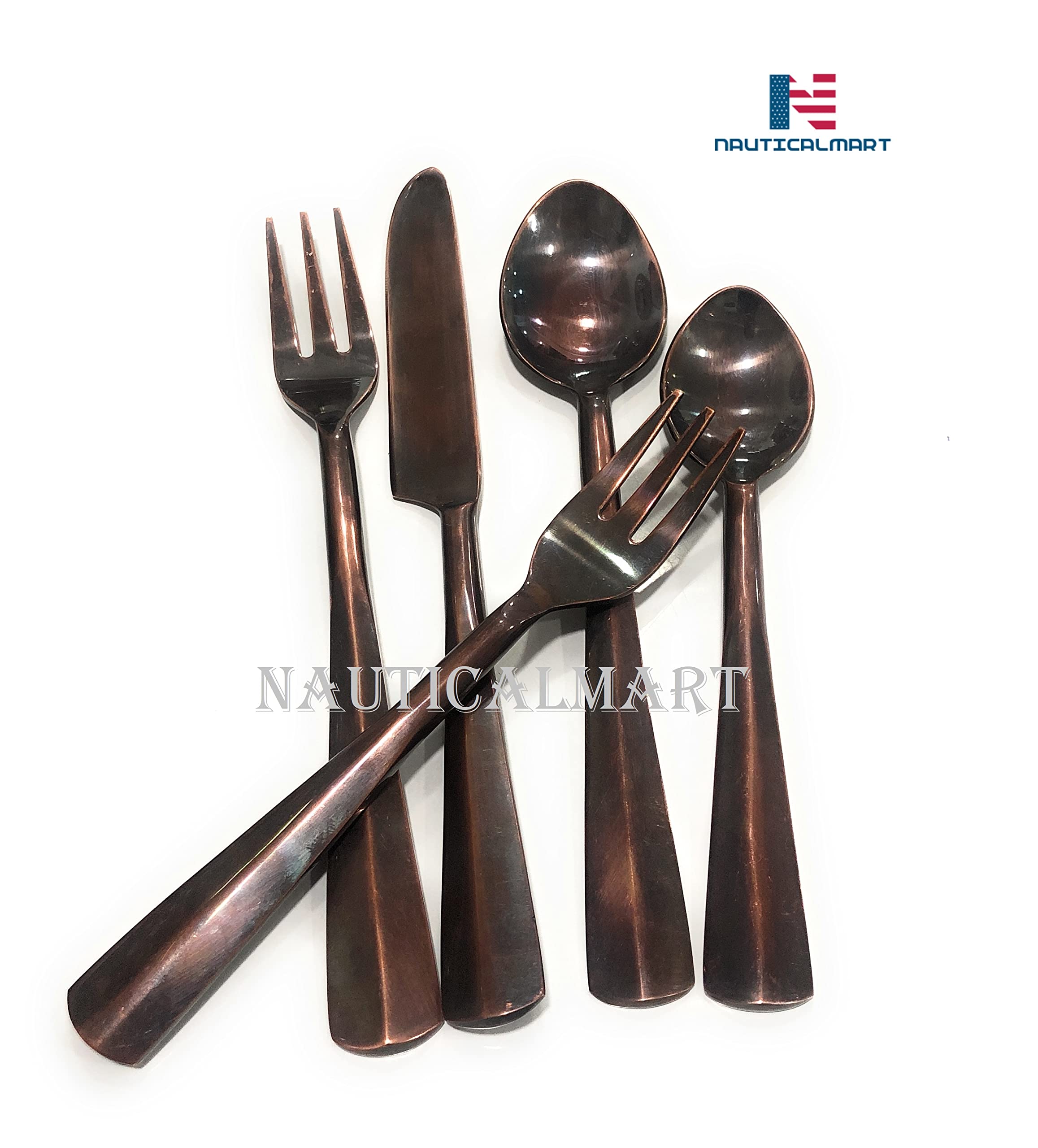 Premium Stainless Steel Silverware Flatware Cutlery Set - 24-Piece Copper Antique Finish Knife Fork Spoon Set for Daily Use, Dinner Parties & Entertaining | Dishwasher Safe & Durable Kitchen Utensils | Perfect for Formal Dining, Wedding Gifts & Restaurant Settings
