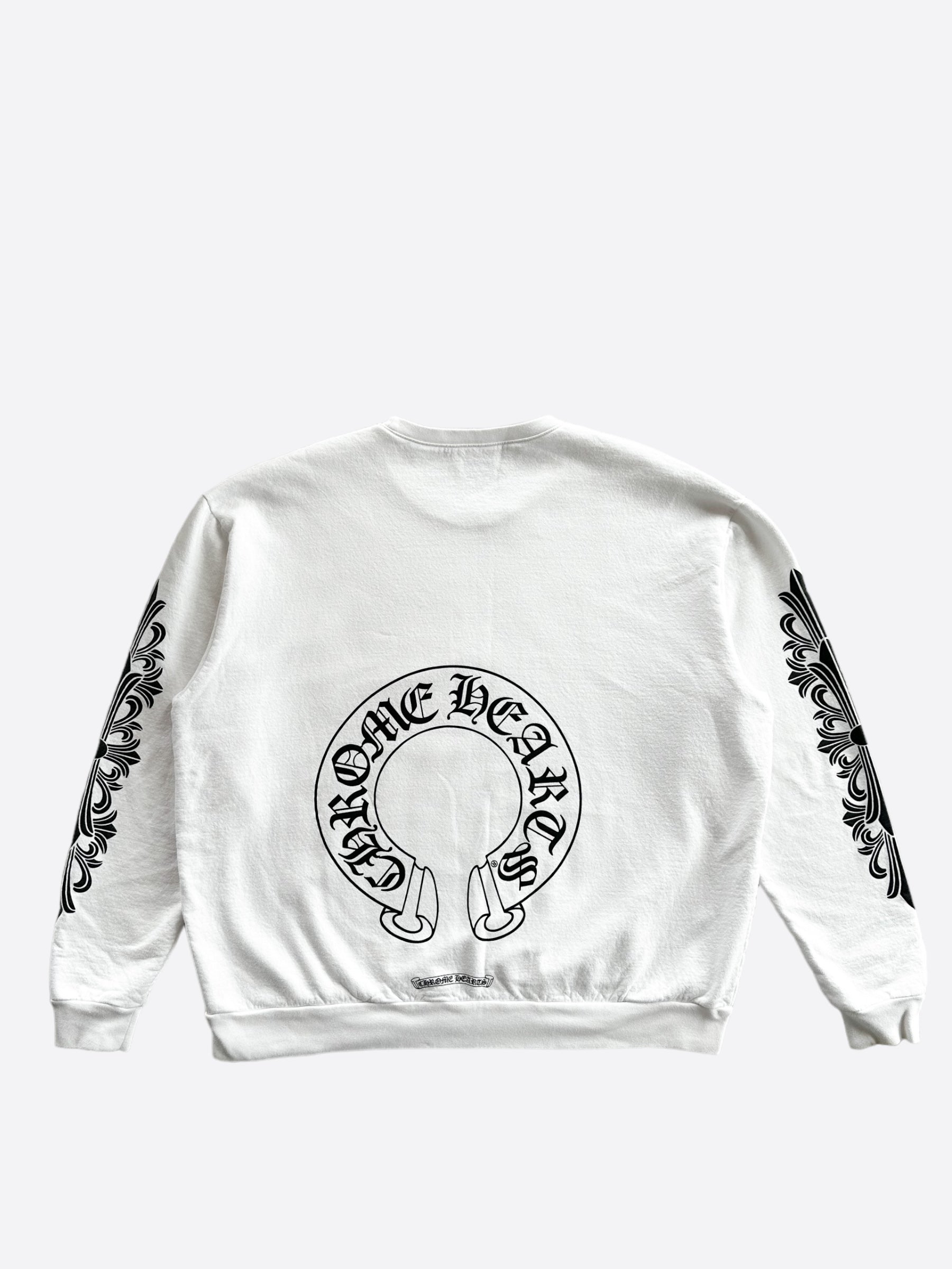 Chrome Hearts White & Black Horseshoe Logo Sweater for Men & Women | Luxury Streetwear Fashion | Perfect for Casual Outfits & Urban Style