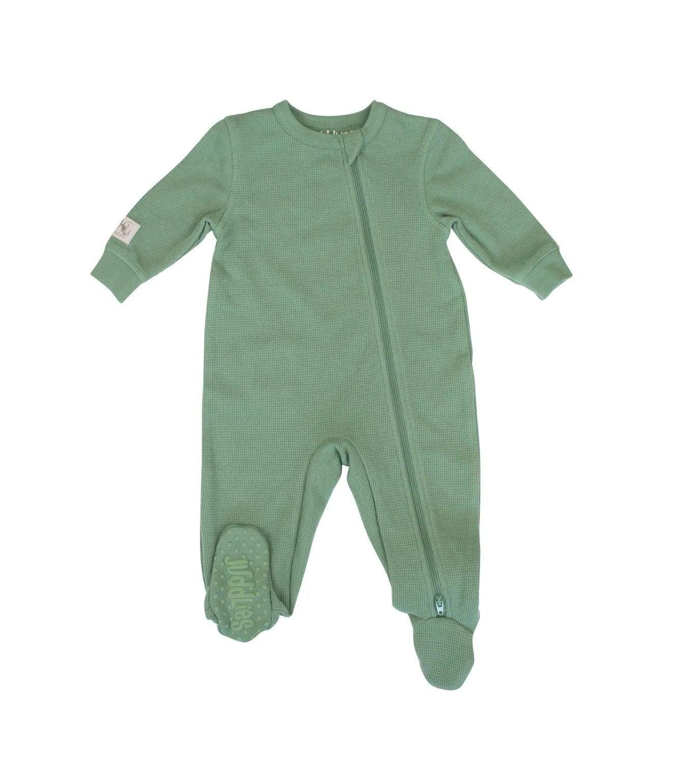 Juddlies Mini Waffle Collection Footed Sleeper - Soft Baby Pajamas with Non-Slip Soles for Newborns & Toddlers | Perfect for Bedtime, Playtime & Photo Shoots