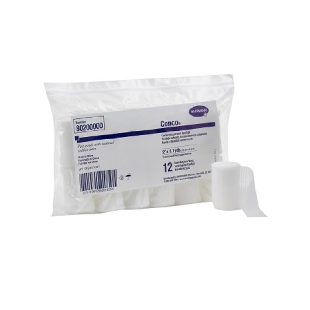Conforming Stretch Bandage Rolls, 2 Inch x 4.1 Yards - Pack of 12 | Self-Adhesive First Aid Wrap for Wounds, Sprains & Sports Injuries | Medical & Home Emergency Use