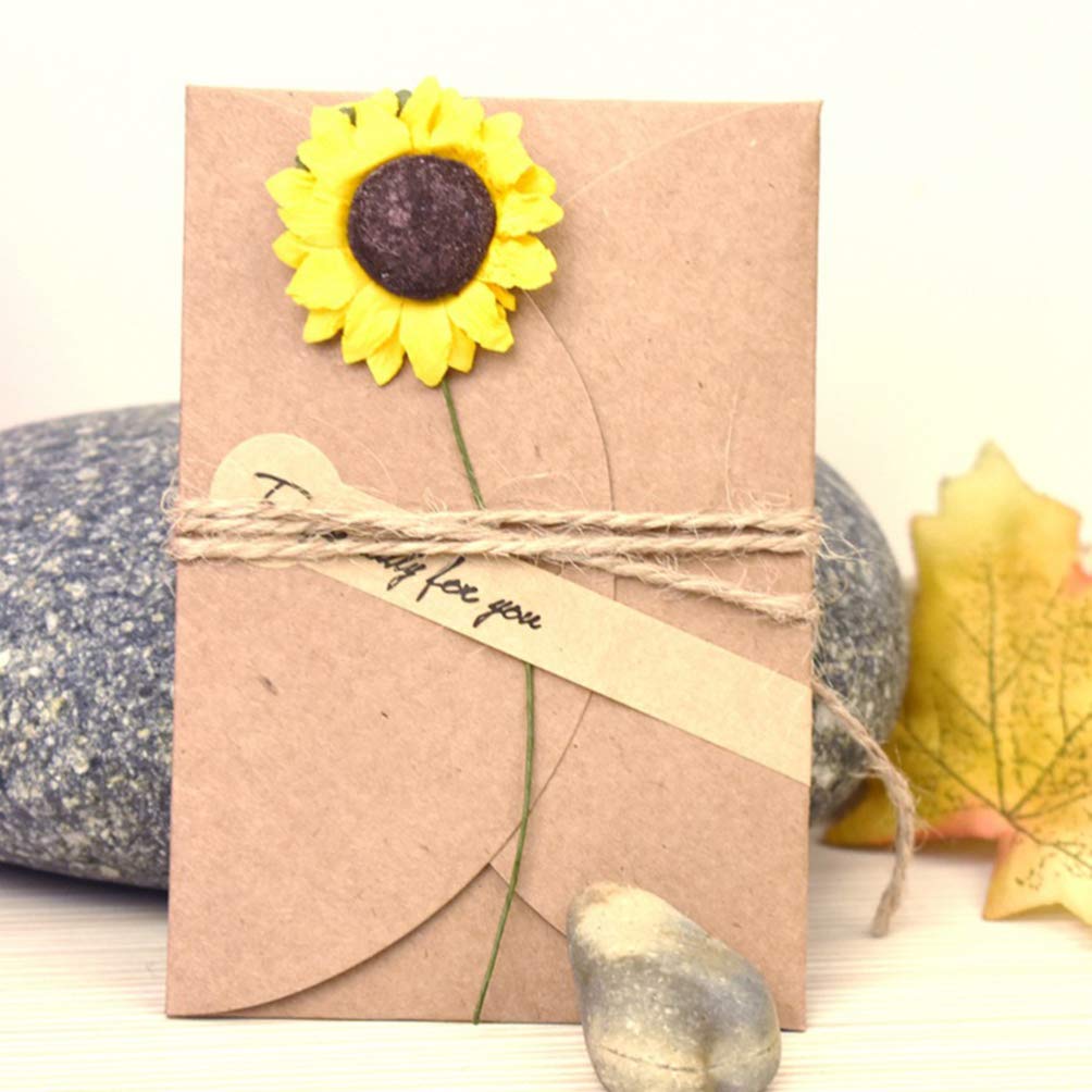 10pcs Vintage Dried Flowers Greeting Cards - Valentine's Day Note Cards, Kraft Paper Invitations, DIY Wish Cards (Random Styles) - Perfect for Weddings, Anniversaries & Romantic Gifts