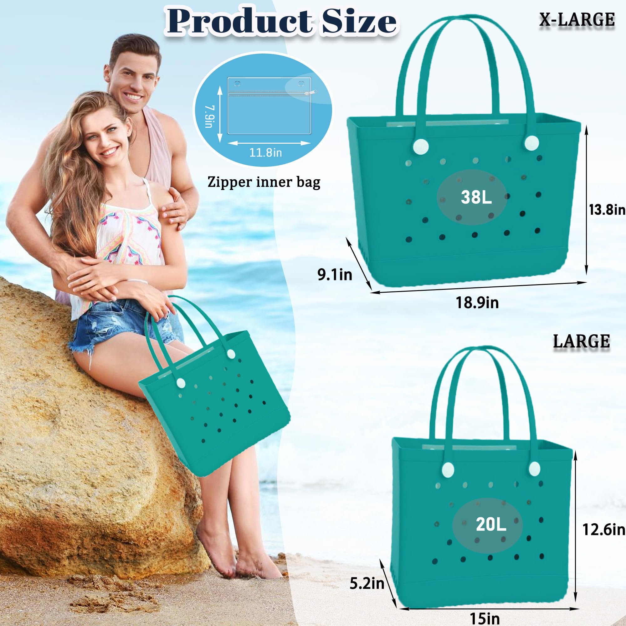 Waterproof Rubber Tote Bag - Large Durable Beach & Travel Tote for Sports & Storage
