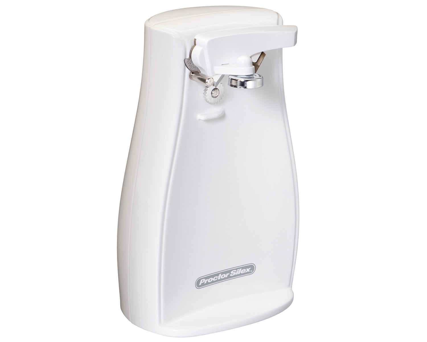Proctor Silex 75224F White Automatic Can Opener - Effortless Kitchen Tool for Smooth Can Opening at Home, Camping & Emergency Prep