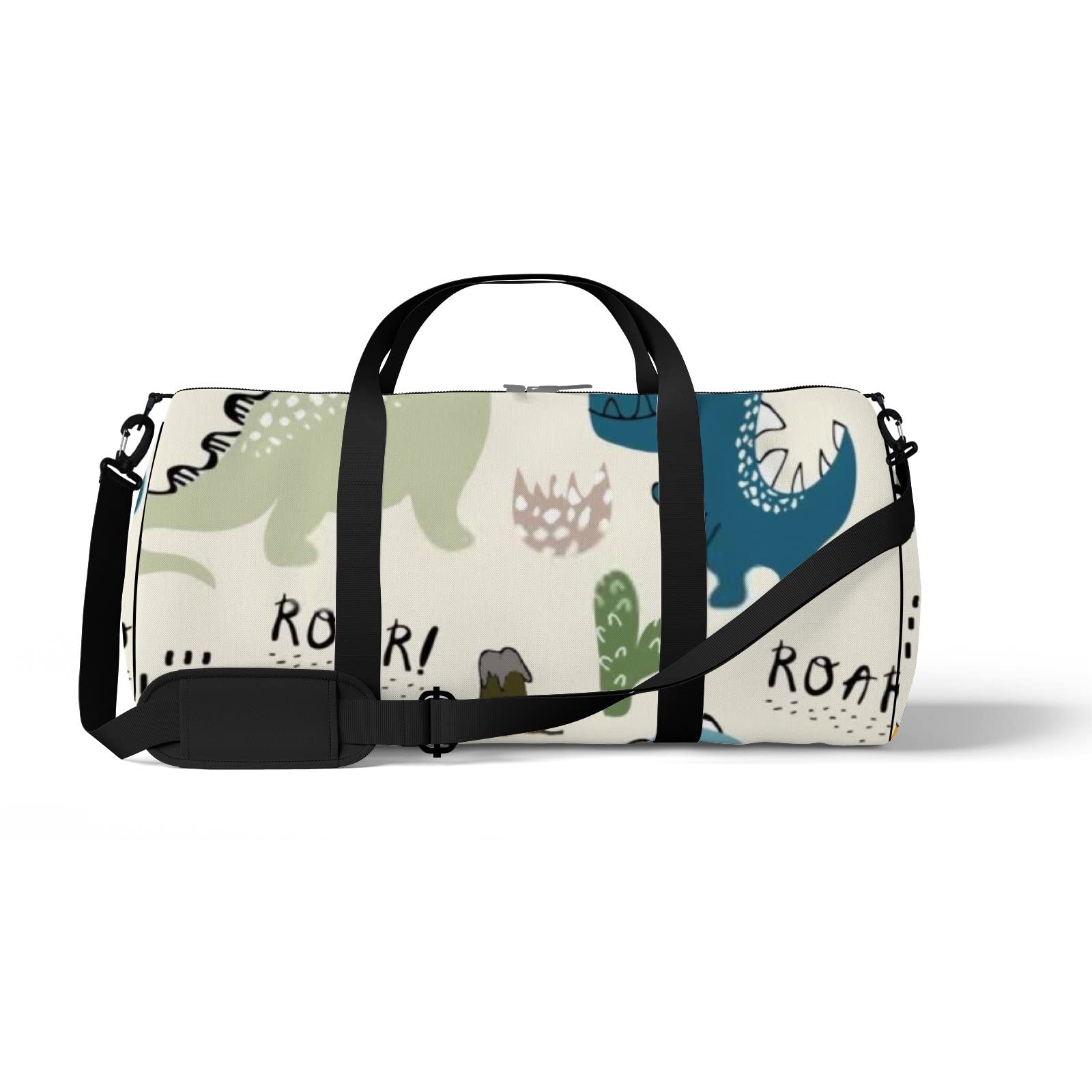 Dinosaur Print Waterproof Gym Bag with Shoulder Strap & Side Pockets - Lightweight Sports Tote for Men & Women - Perfect for Workouts, Travel, School & Beach Day