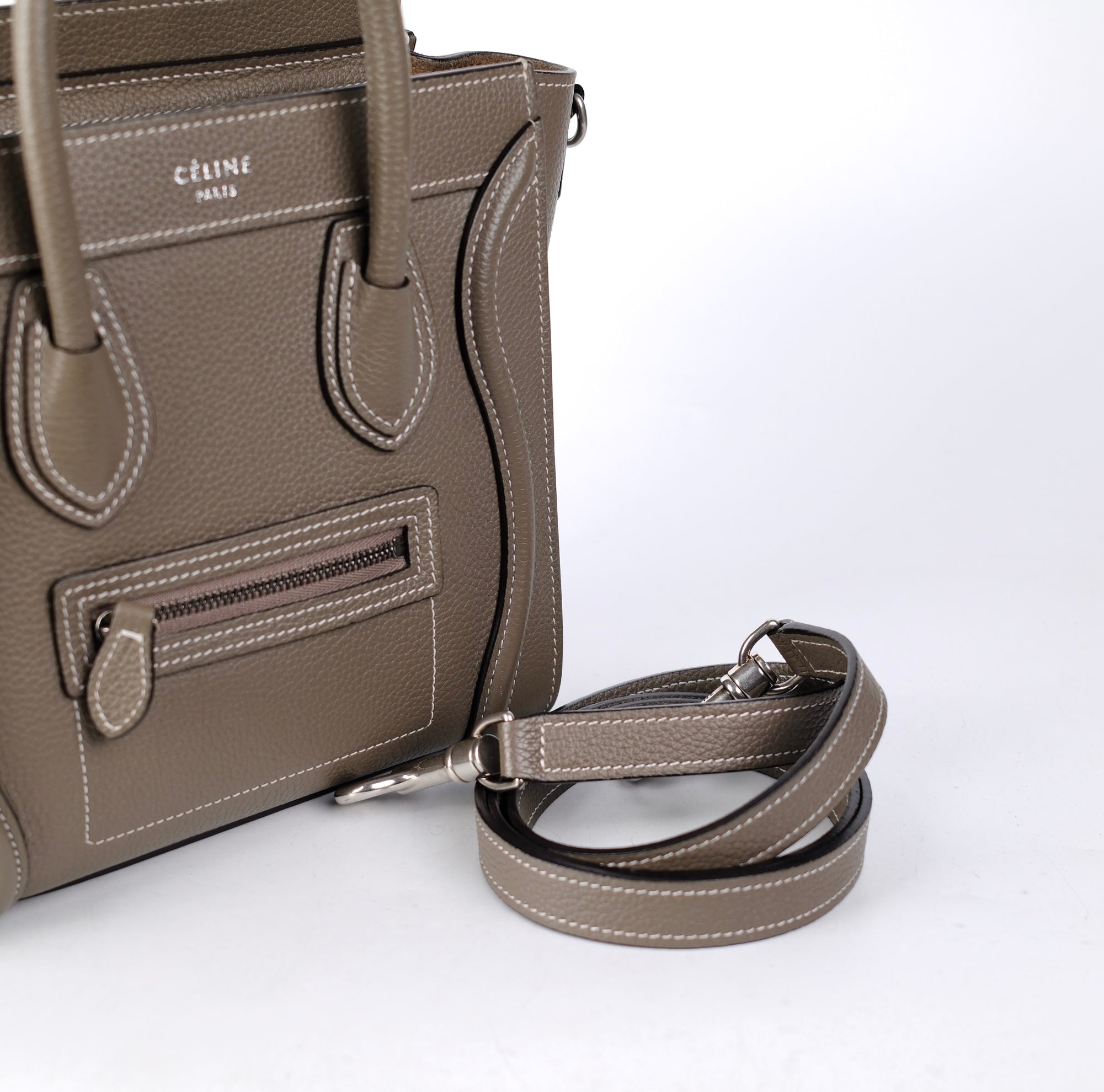 Celine Luggage Nano Bag in Taupe Calfskin Leather - Stylish & Durable Handbag for Women, Perfect for Work, Travel & Everyday Use