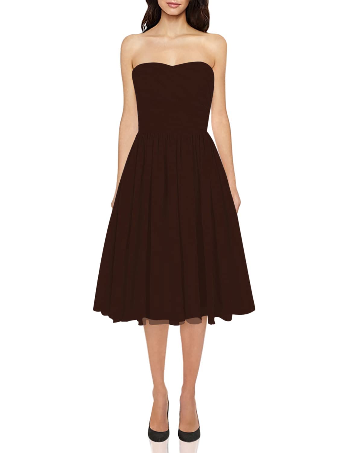 JAEDEN Short Chiffon Strapless Bridesmaid Dresses for Wedding Guest & Prom - Perfect for Bridal Parties, Formal Events & Special Occasions