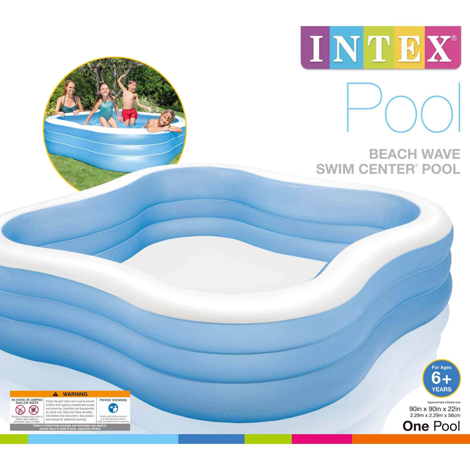 Intex 7.5ft x 7.5ft x 22in Inflatable Above Ground Swimming Pool Set (2 Pack) - Perfect for Backyard Fun, Kids Play, and Summer Cooling Off
