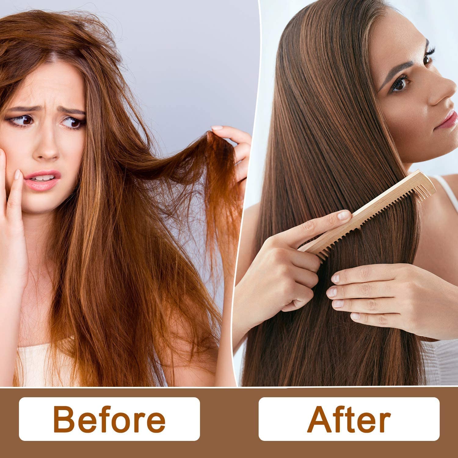 Organic Neem Wood Comb for Hair Care - Anti-Static & Scalp Massage - Ideal for Detangling, Shampooing & Styling - GRS Certified Eco-Friendly Comb for Healthy Hair & Scalp