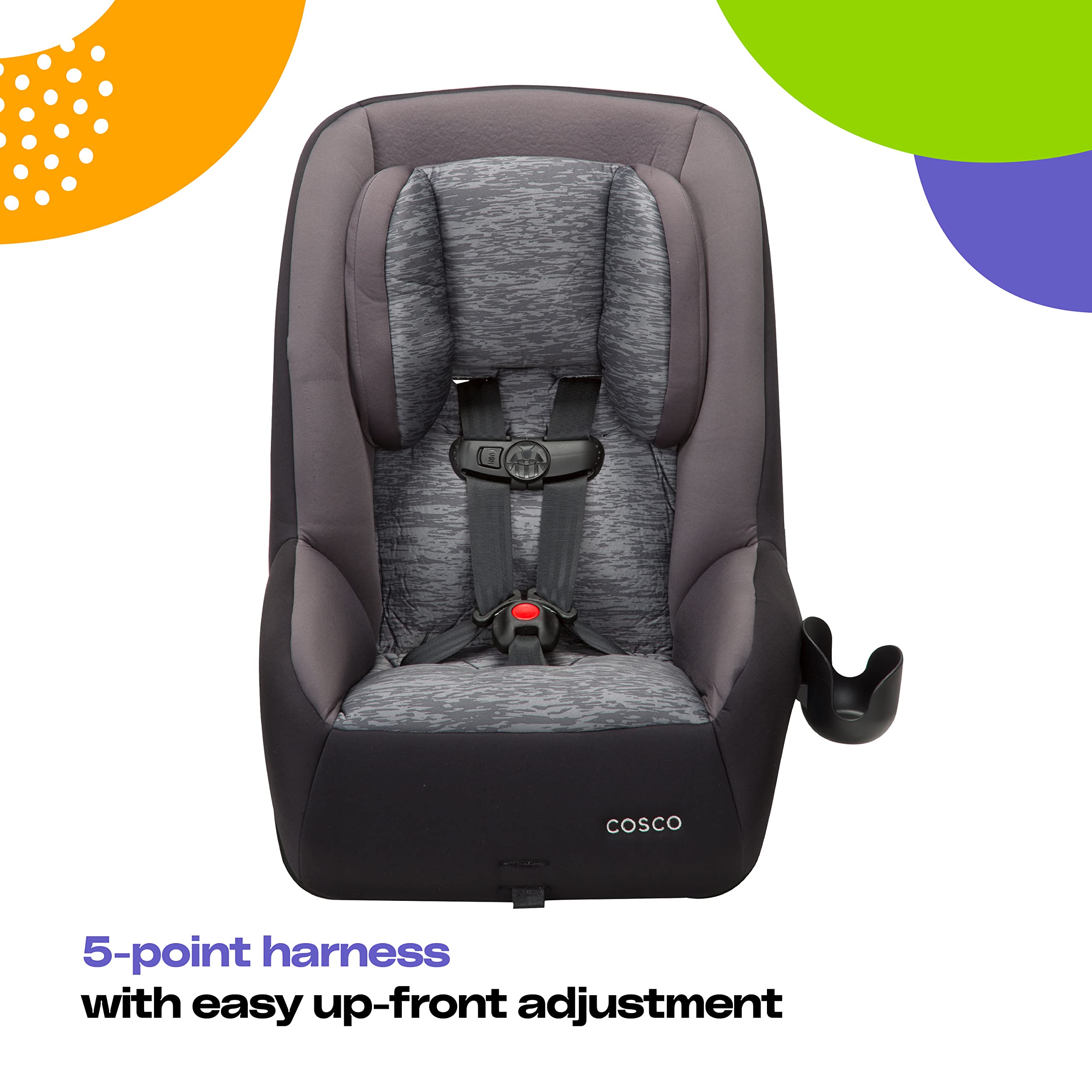 Cosco Mighty Fit 65 DX Convertible Car Seat for Toddlers & Kids | Heather Onyx | Rear & Forward Facing | Safe & Comfortable for Travel & Daily Use