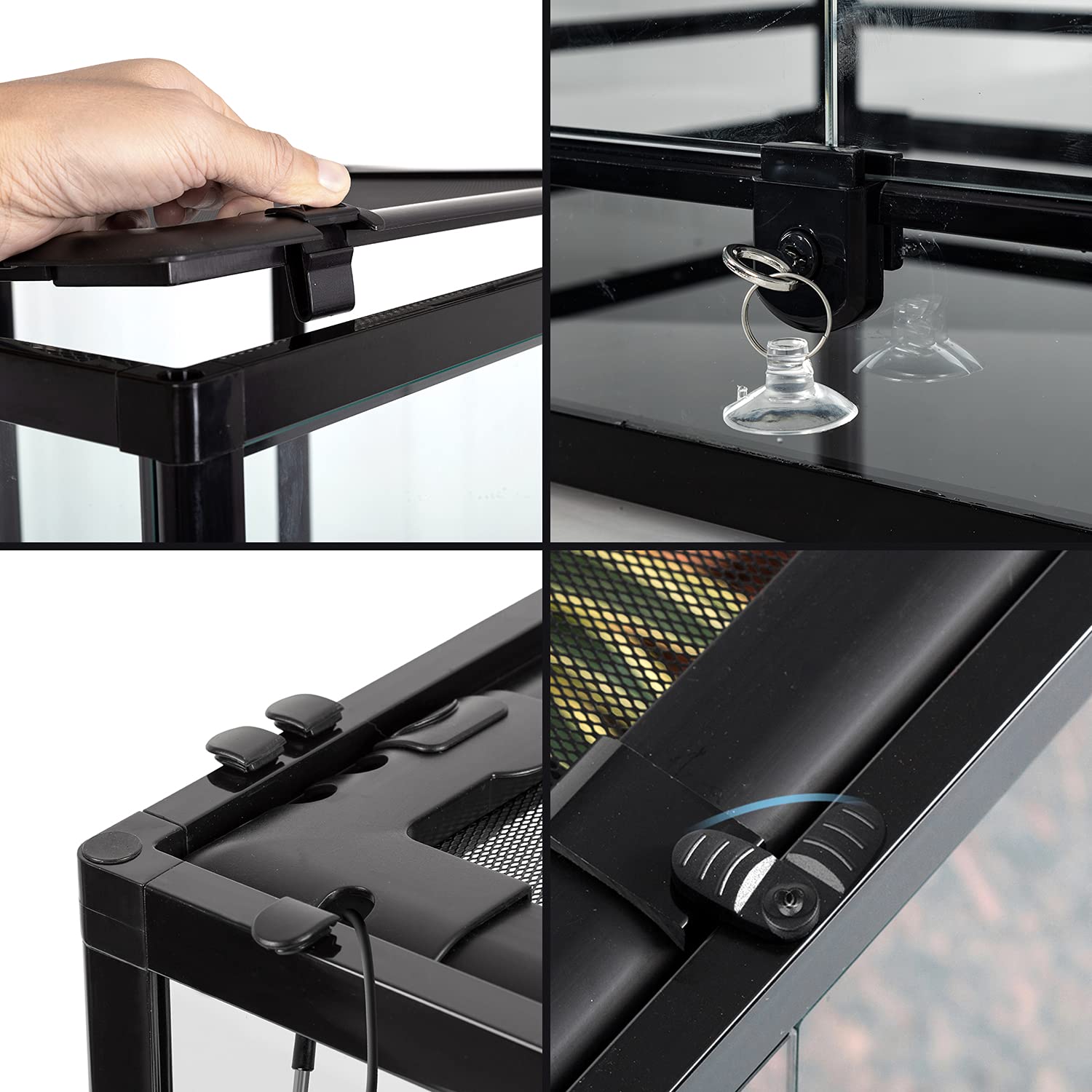 REPTI ZOO 85 Gallon Glass Reptile Terrarium 48x24x18 Inches - Large Detachable Enclosure with Double Hinge Doors & Screen Ventilation - Ideal for Lizards, Snakes, Geckos & Other Reptiles - Perfect for Home, Office or Classroom Habitat Setup