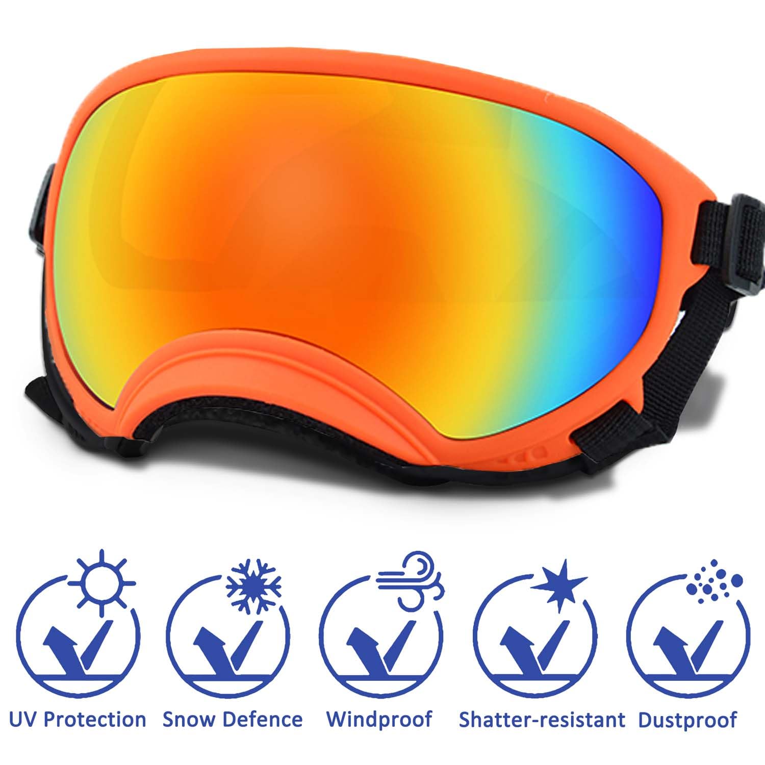 UV Protection Small Dog Sunglasses with Adjustable Strap - Windproof Puppy Sunglasses for Eye Protection - Soft Comfortable Dog Goggles for Outdoor Activities, Beach & Car Rides