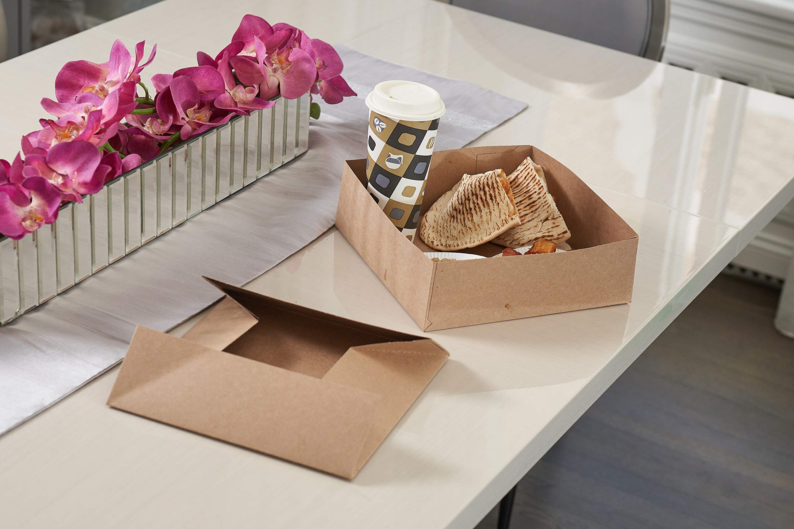 EcoQuality [150 PACK] 10x10x5 Inch Kraft Paperboard Pop-Up Food Trays - Eco-Friendly Stadium Snack Carrier for Theaters, Parties & Events - Perfect for Popcorn, Nachos & Concession Stands