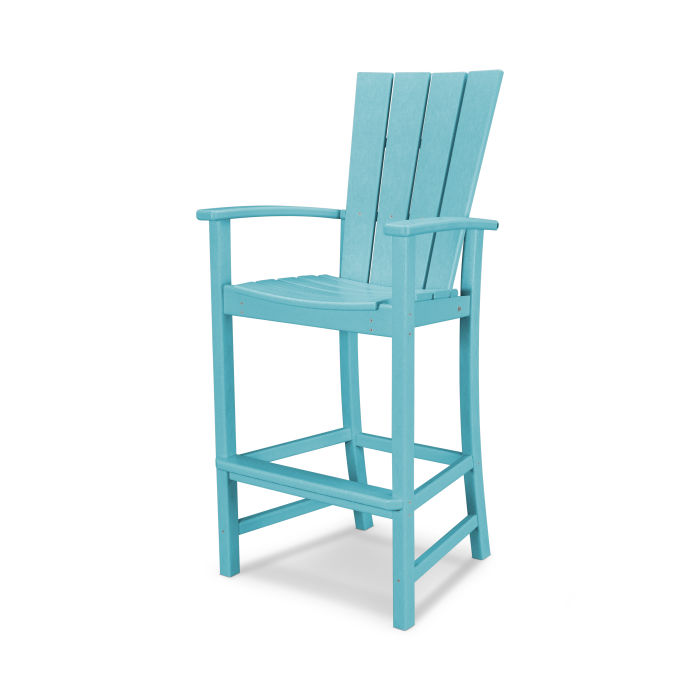 POLYWOOD Quattro Adirondack Bar Chair - Outdoor Patio Furniture, All-Weather Resin Wicker Bar Stool for Deck, Poolside, Garden & Backyard Relaxation