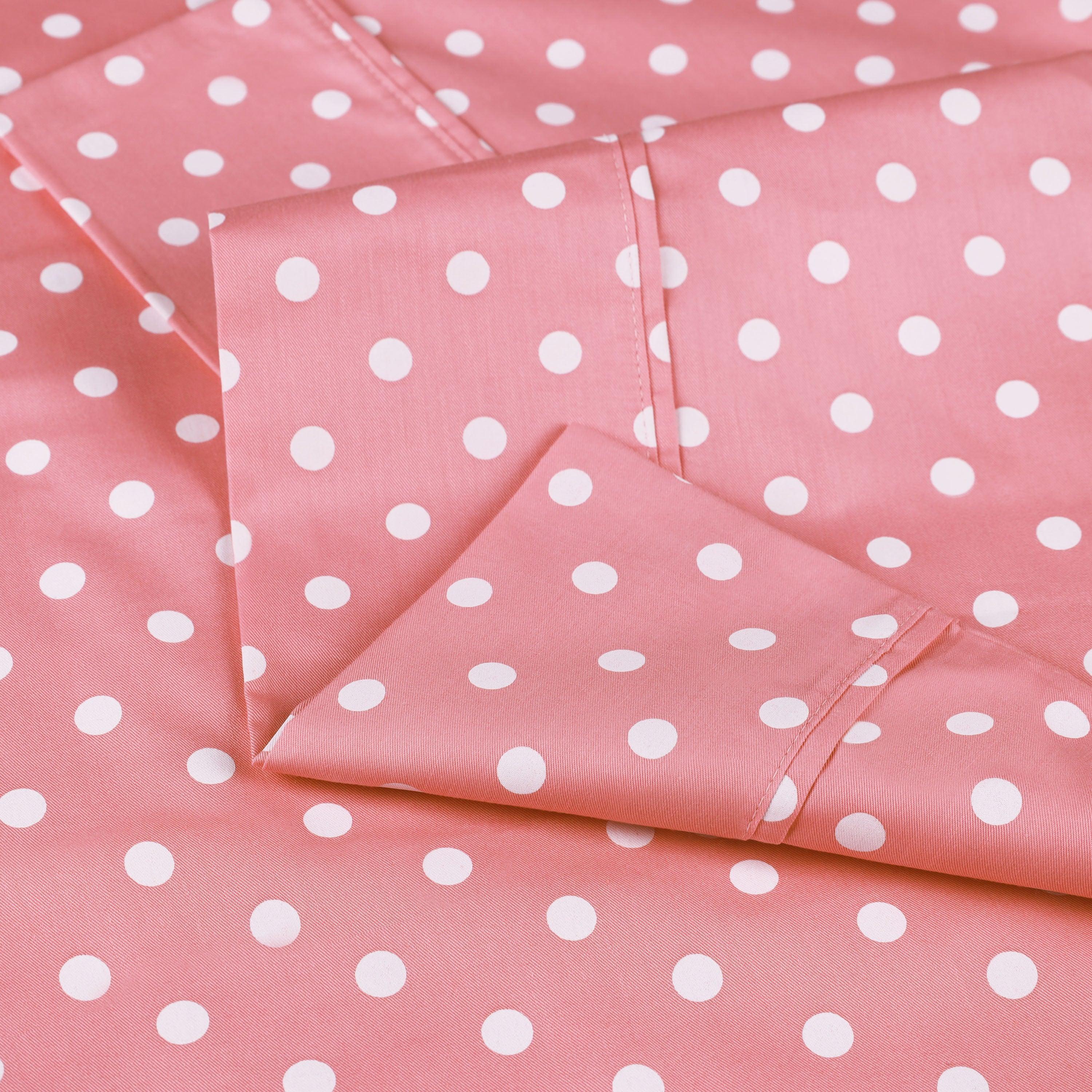 Polka Dot 600 Thread Count Cotton Blend Deep Pocket Sheet Set - Queen Size Bed Sheets for Comfortable Sleep - Perfect for Master Bedroom, Guest Room & Dorm