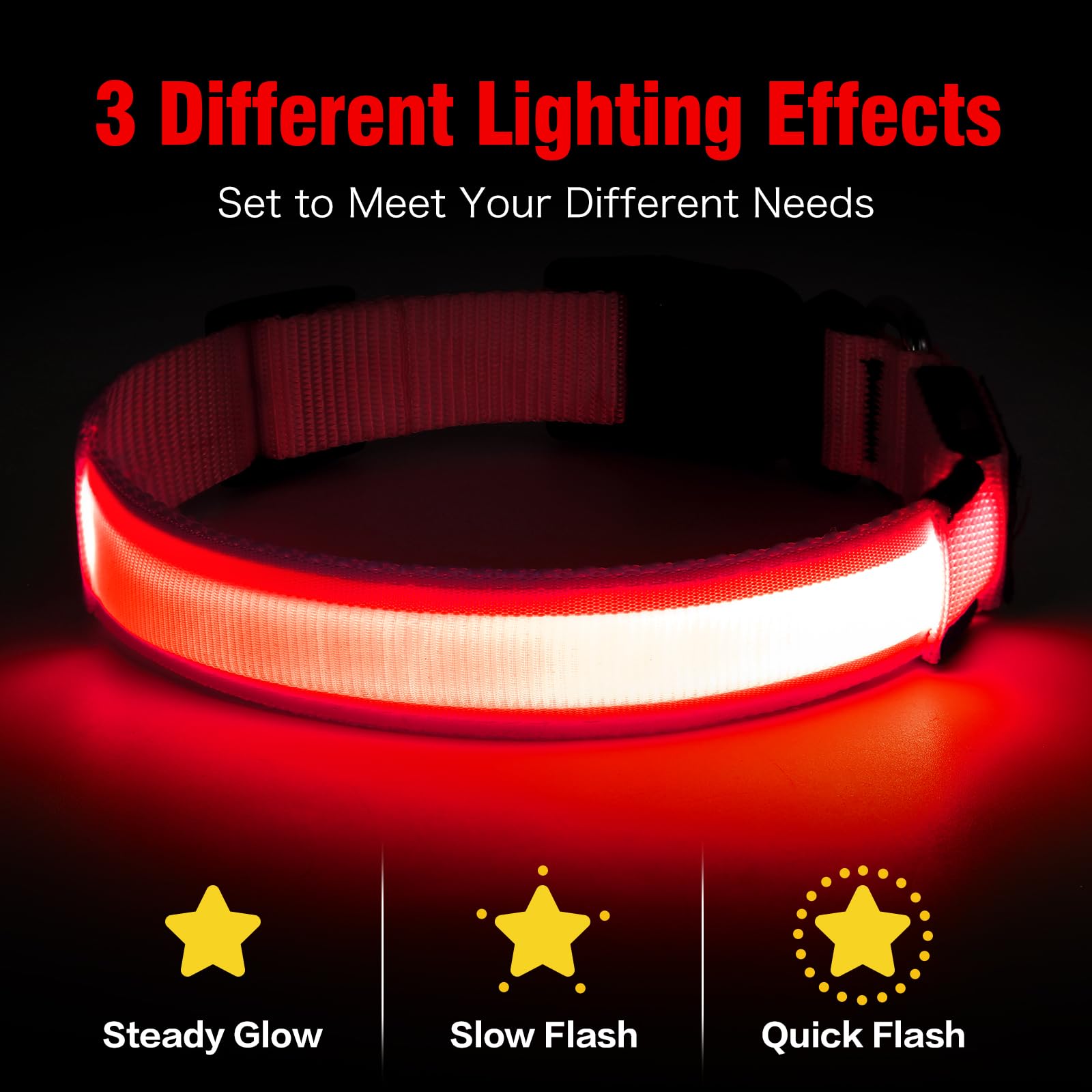 **Illumifun USB Rechargeable LED Dog Collar – Flashing & Glowing Safety Light for Night Walks – Waterproof & Adjustable (Red, X-Large) – Perfect for Nighttime Dog Walking, Jogging, and Outdoor Adventures**