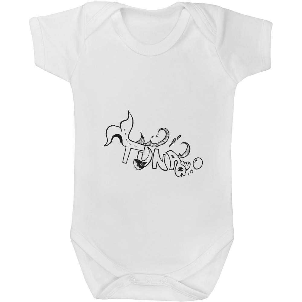 Azeeda 6-12 Months Baby Bodysuit with Cute Tuna Print - Soft Cotton Onesie for Infants - Perfect for Playtime, Daycare & Family Photos (GR00007058)
